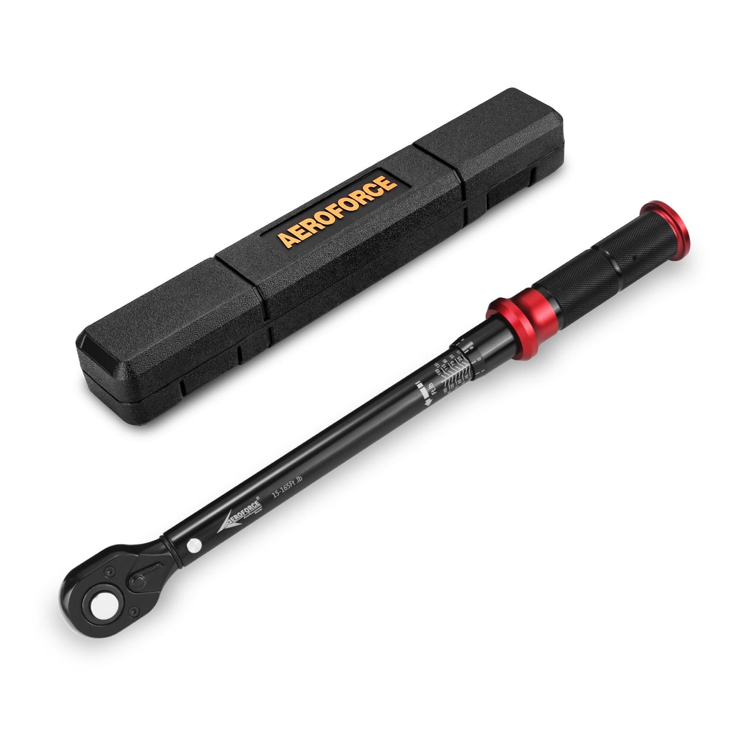 AEROFORCE 1/2-Inch Drive Torque Wrench（15-165 lb.ft / 20.4-224.4 Nm,72 Tooth Dual Direction Reversible Ratchet, Dual Range Scales, Precision Calibrated for Bike, Motorcycle and Car Repair