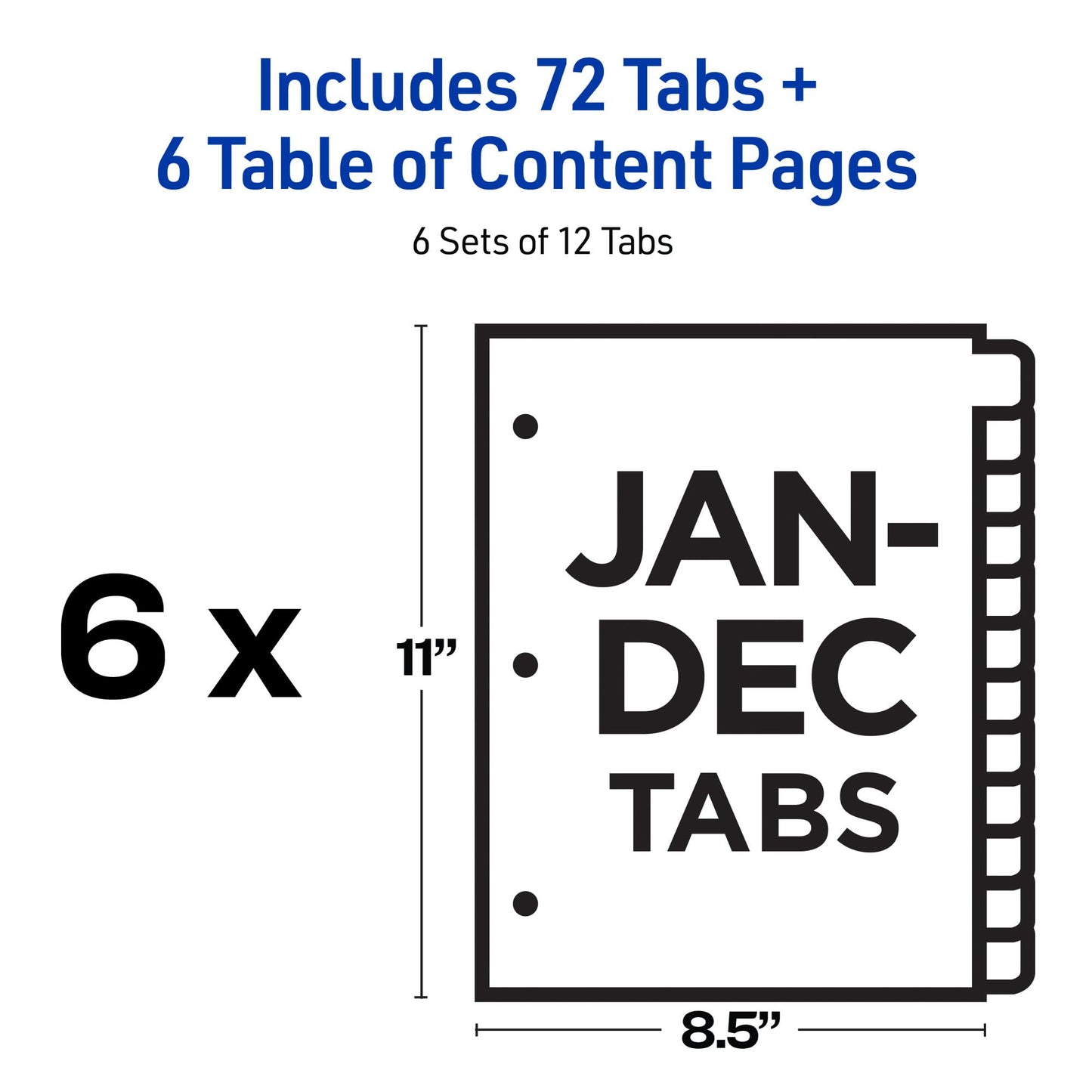 Avery Ready Index Table of Content Monthly Dividers for Laser/Inkjet Printers, Jan-Dec, 12-Tab, Multi-Colour, 6 Set, (11830)