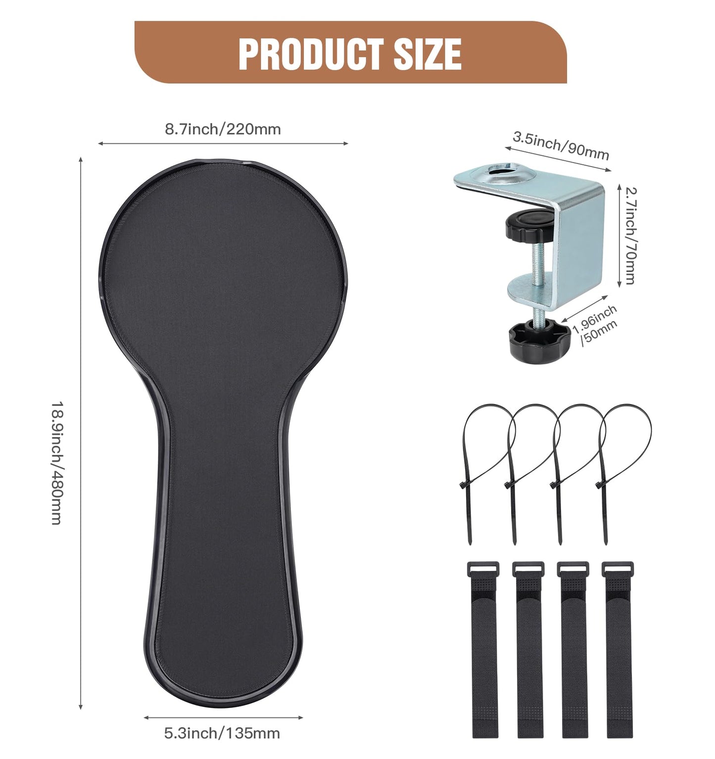 YuPinDiZu Upgrade Chair arm Mouse pad, Ergonomic Arm Rest Mouse Pads for Chairs and Desk, Adjustable Mouse Tray,Forearms Pressure Relief Computer Desk Extender, Black (Black（YU8351）)