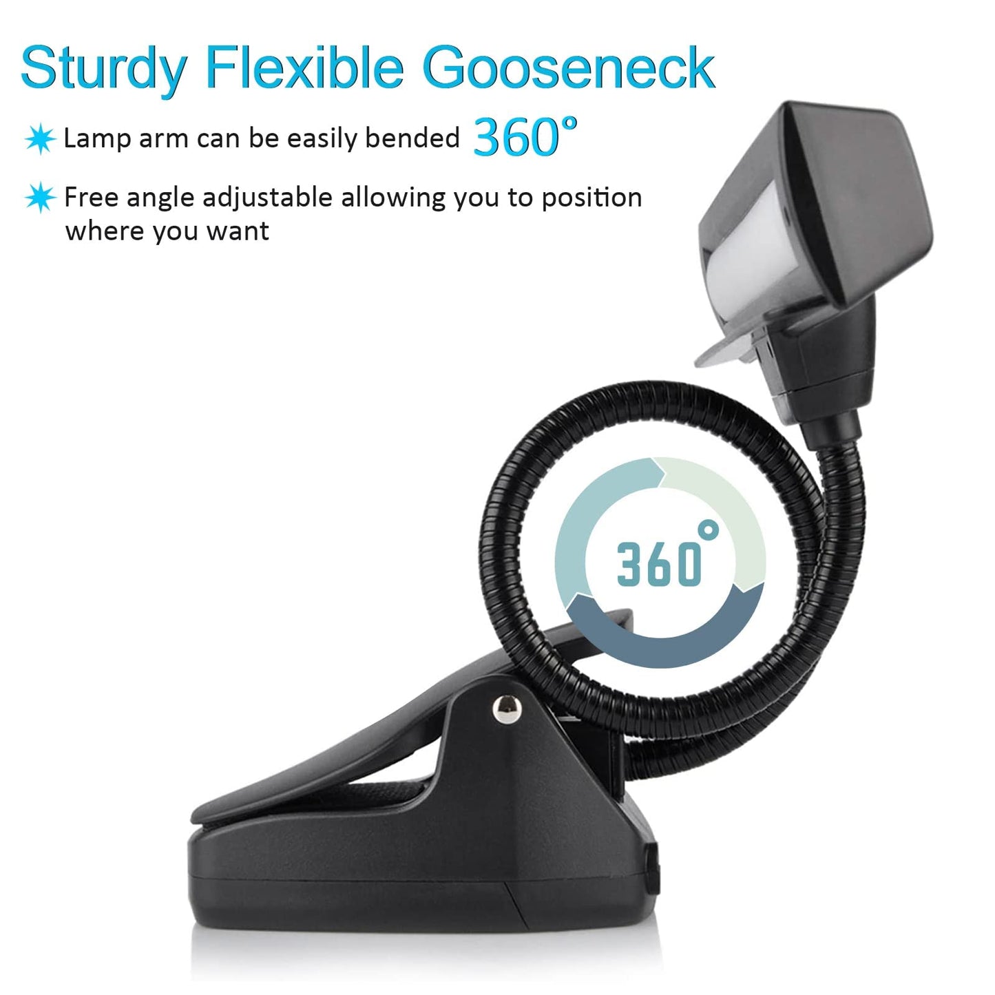 Rechargeable Music Stand Light, 19 LEDs Clip On Reading Light - 3 Level Brightness Settings, Color Temperature Optional (Warm/Cool White/Natural Light Color), Perfect for Piano, Reading,Working
