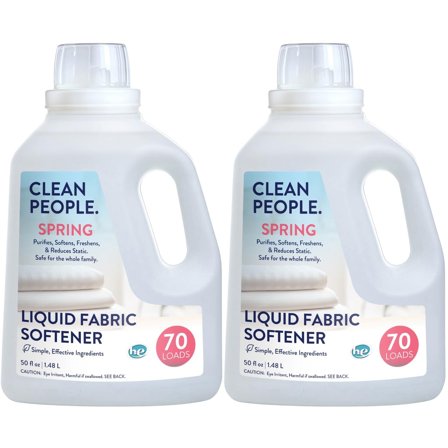 The Clean People Liquid Fabric Softener - Softens & Removes Static Cling - Vegan Scented Laundry Softener - Spring Scent, 50 fl oz - 70 Loads - 2 Pack