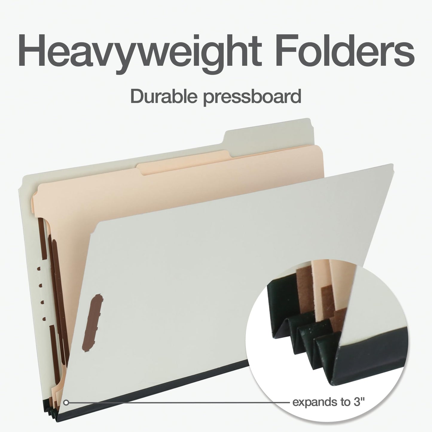 Pendaflex File Folders, Pressboard Classification, 6 Fasteners, Legal Size, Light Green, 3" Expansion, Durable 25 pt. Pressboard, 10/Box, Ideal for Organizing Multiple Projects