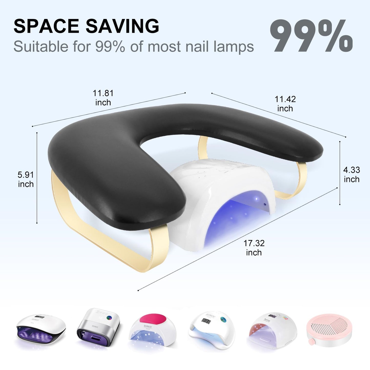 Arm Rest for Nails Tech,Comfortable Leather U Shaped Manicure Hand Rest Pillow Cushion,Ergonomic Slope Nail Arm Rest Stand for Nails Salon,Detachable Bracket,Easy to Clean(Black）