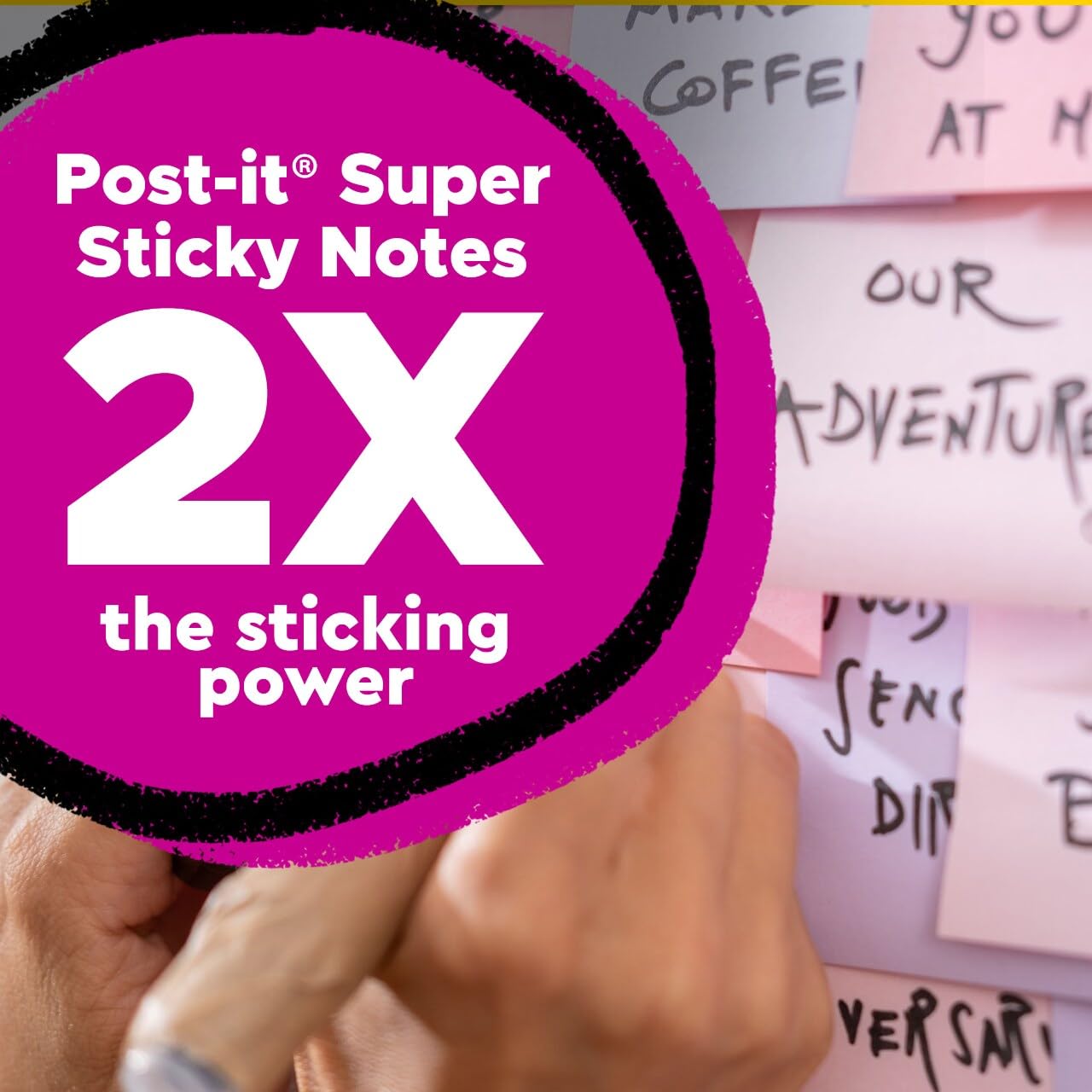 Post-it 100% Recycled Paper Super Sticky Notes, 2X The Sticking Power, 3x3 in, 12 Pads/Pack, 70 Sheets/Pad, Wanderlust Pastels Collection (654R-12SSNRP)