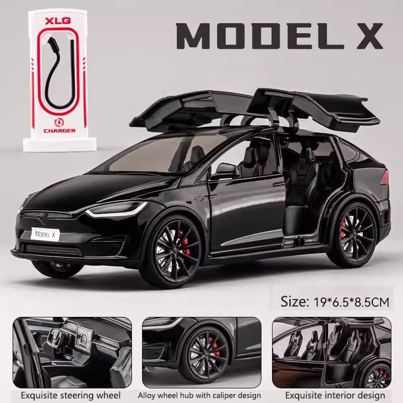 Andek 1:24 Model X Alloy Car Model Simulation Sound and Light Pull Back Toy Car Metal Sports Car Boys Collection Ornaments Gift (Red)