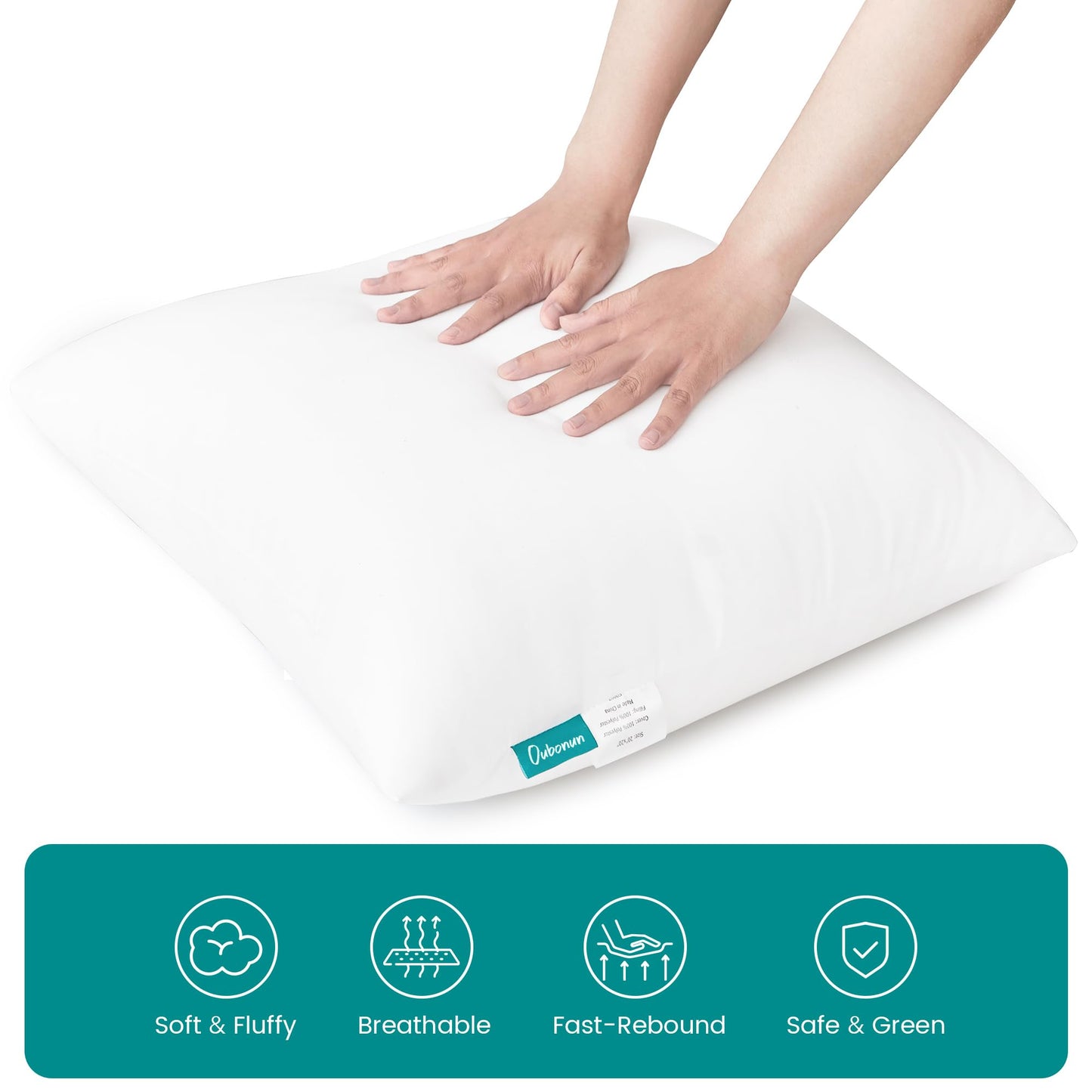Oubonun 24 x 24 Throw Pillow Inserts - Soft, Plush & Decorative Down Alternative Pillows for Couch Sofa Bed, Machine Washable - White, Pack of 2