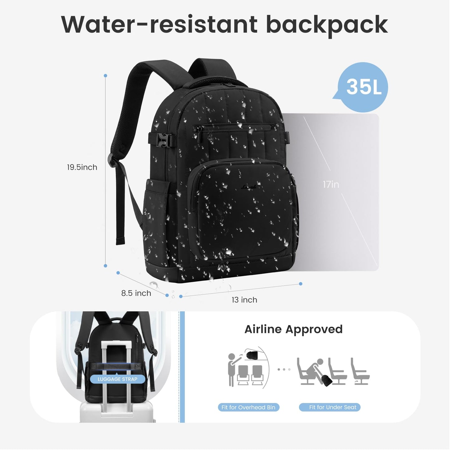 LOVEVOOK Laptop Backpack for Women with Pouch Pocket for Large Capacity Cup,15.6 Inch Lightweight Puffer Computer Laptop Bag,Quilted Womens Work Travel College Teacher Backpack Purse Daypack,Black