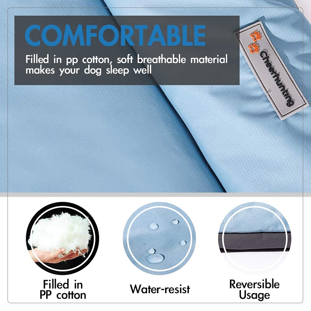 Cheerhunting Outdoor Dog Bed Pet Bed 40” X 32”, Waterproof, Washable, Large Size, Durable,Water Resistant,Portable and Camping Travel Pet Mat (L, Blue)