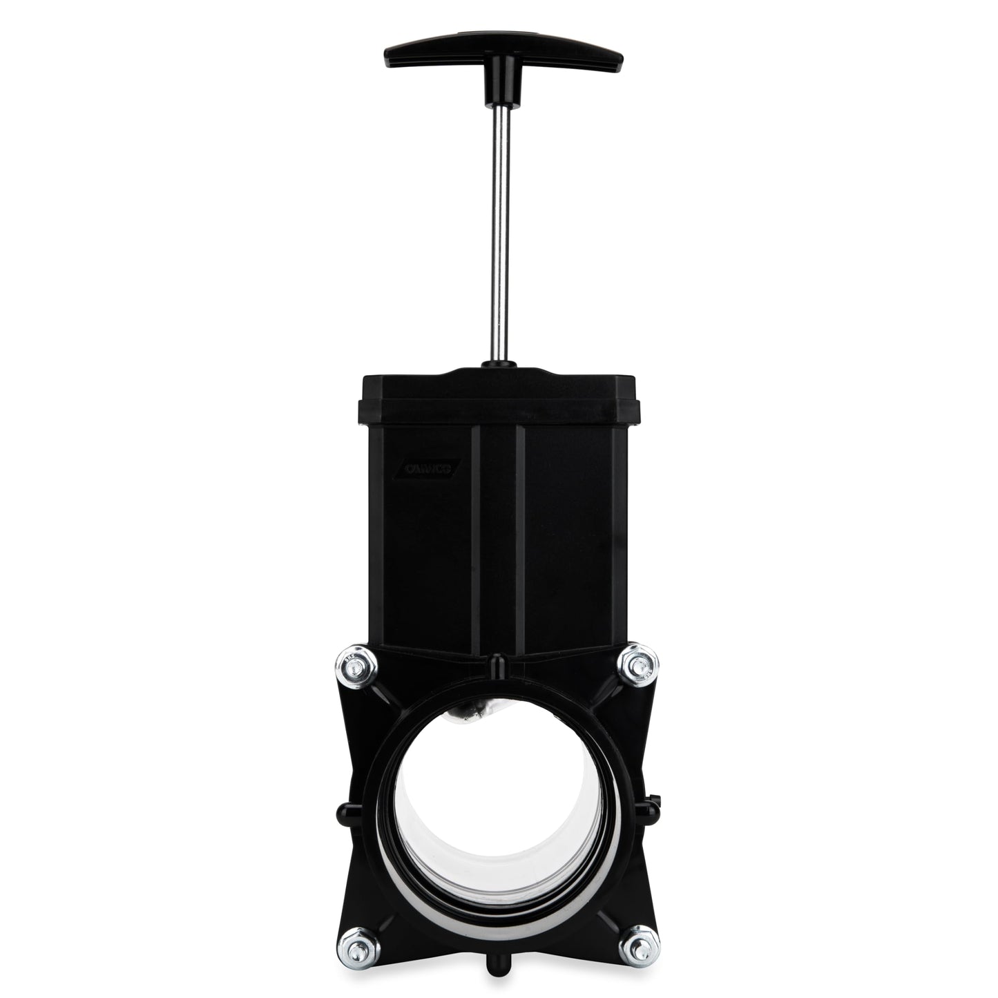 Camco Ready to Use Gate Valve with Built-in Clear Adapter | Fits All 3-inch Sewer Fittings | Ready to Use Construction (39053), Black