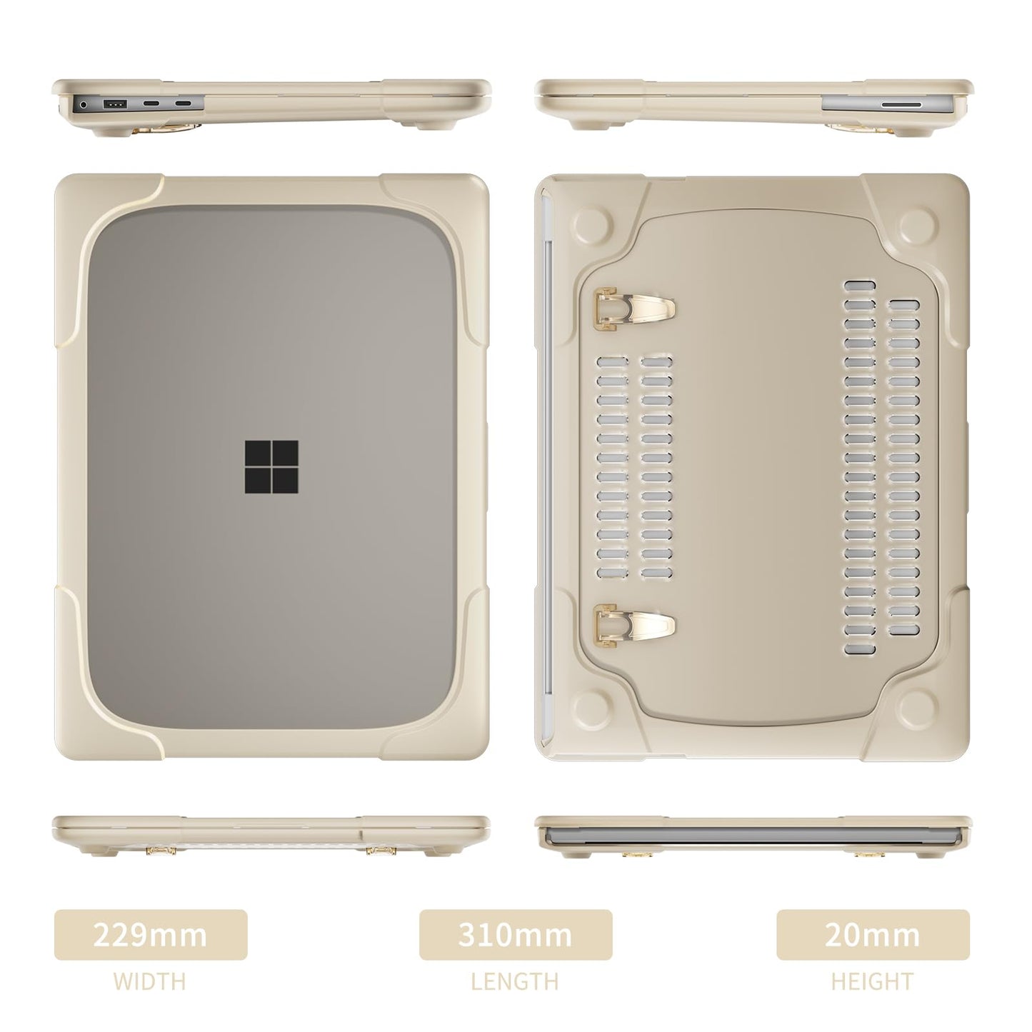 Batianda Heavy Duty Case for 13.8 inch Microsoft Surface Laptop 2024 (7th Edition) with Fold Kickstand Includes Keyboard Cover Screen Protector - Shockproof Stylish & Durable Protective Cover, Khaki