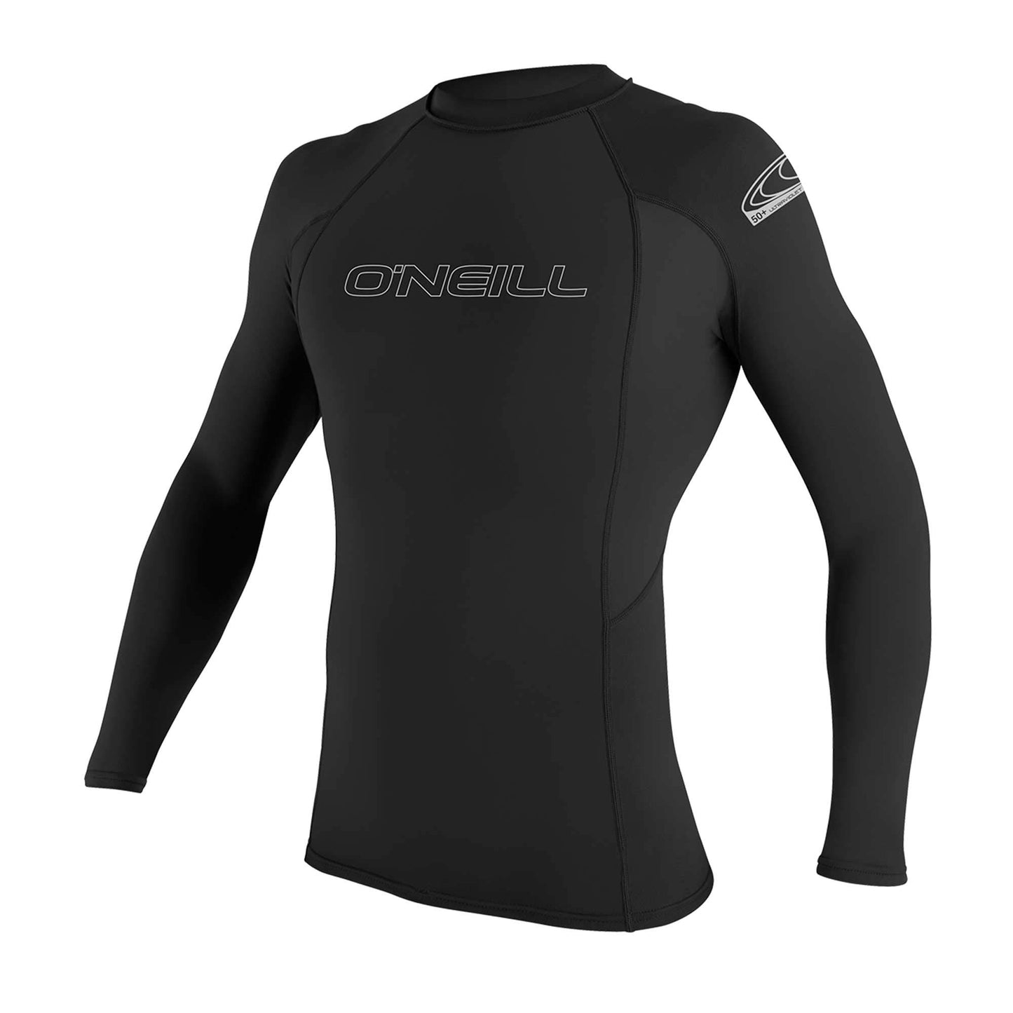 O'Neill Wetsuits UV Sun Protection Mens Basic Skins Long Sleeve Crew Sun Shirt Rash Guard, Black, X-Large