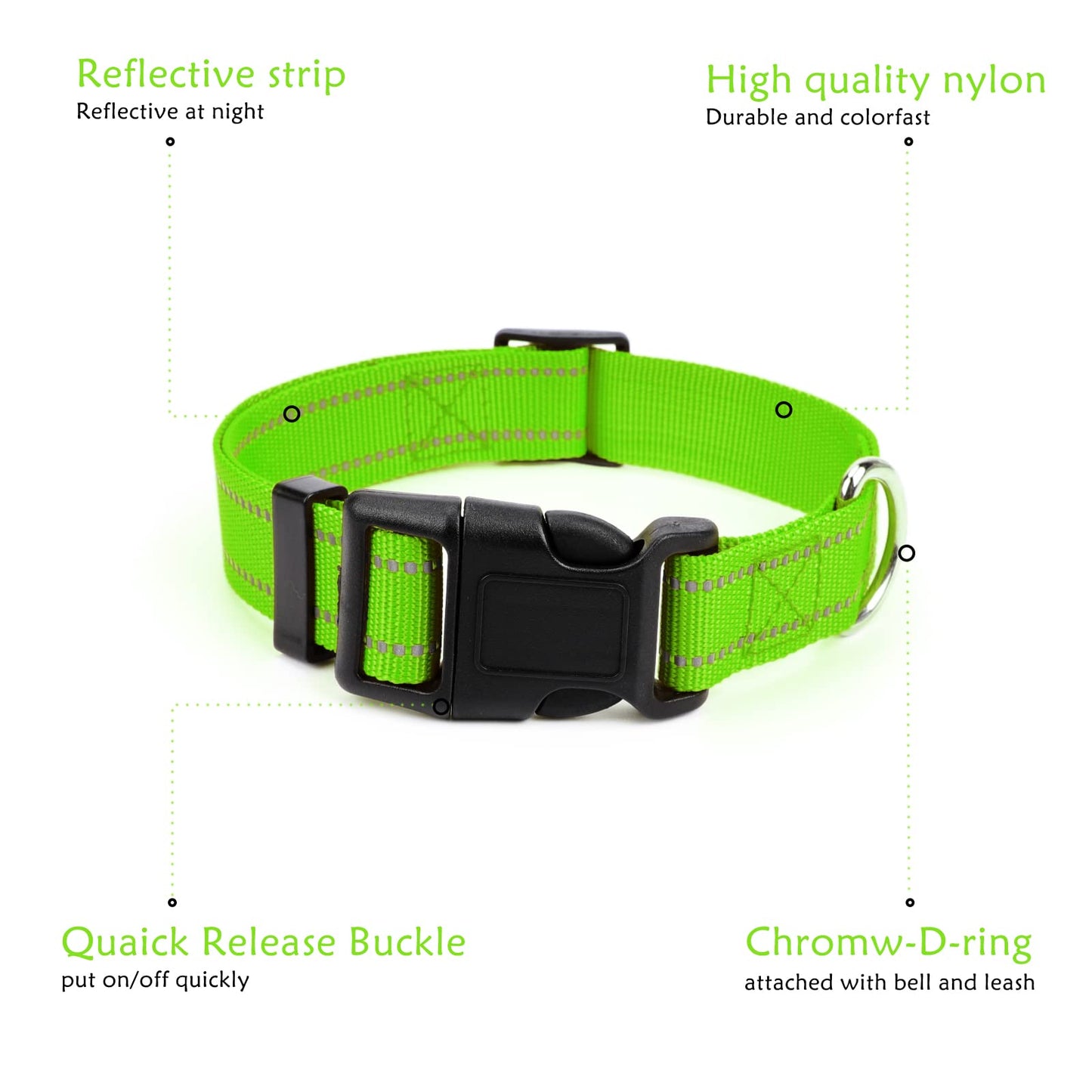 10 Pack Reflective Goat Collar with Crisp Bells,Adjustable Nylon Sheep Collar with Anti-Lost Grazing Copper Bell Quick-Release Buckle for Farm Livestock Goat Sheep Cow