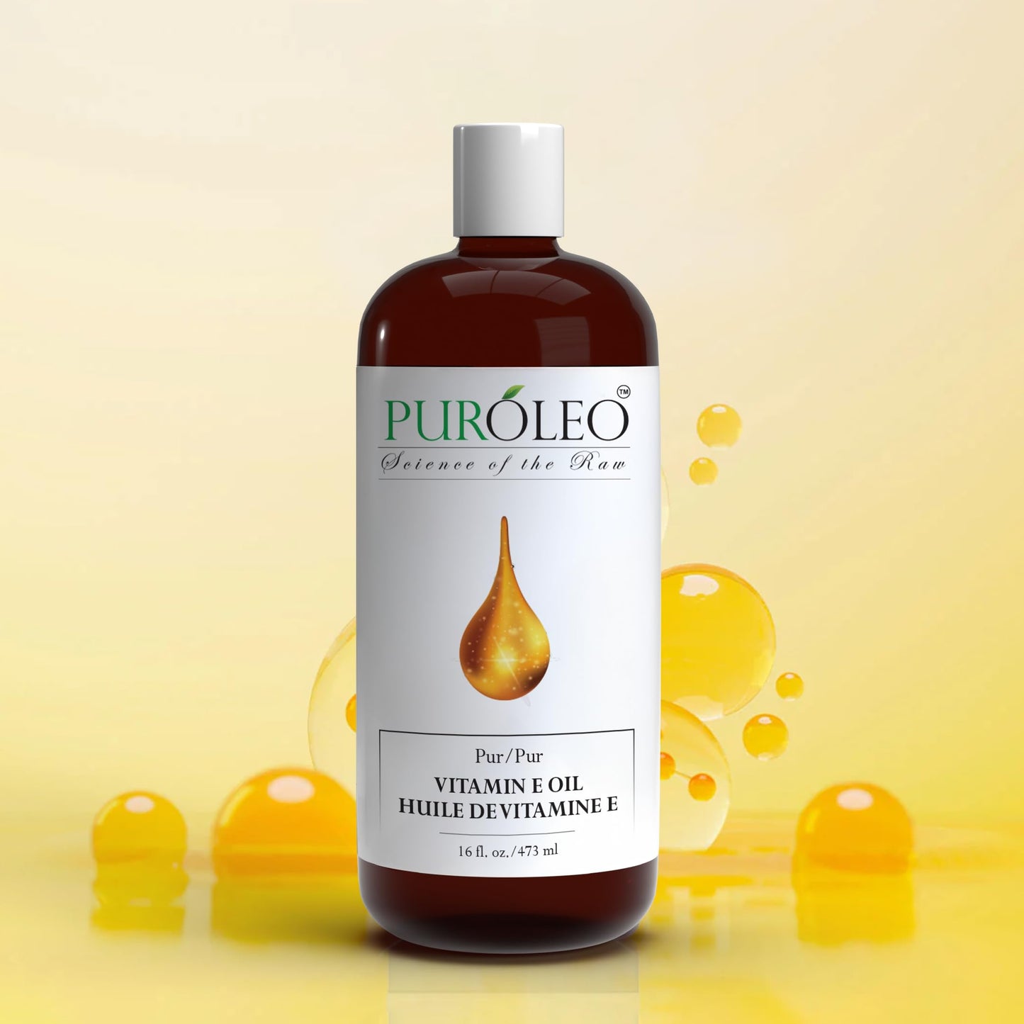 PUROLEO Vitamin E Oil 16 FL Oz/473 ML (Packed in Canada) Pure Vitamin E Oil for Skin, Hair, and Face. A versatile oil suitable for various personal care and cosmetic applications.