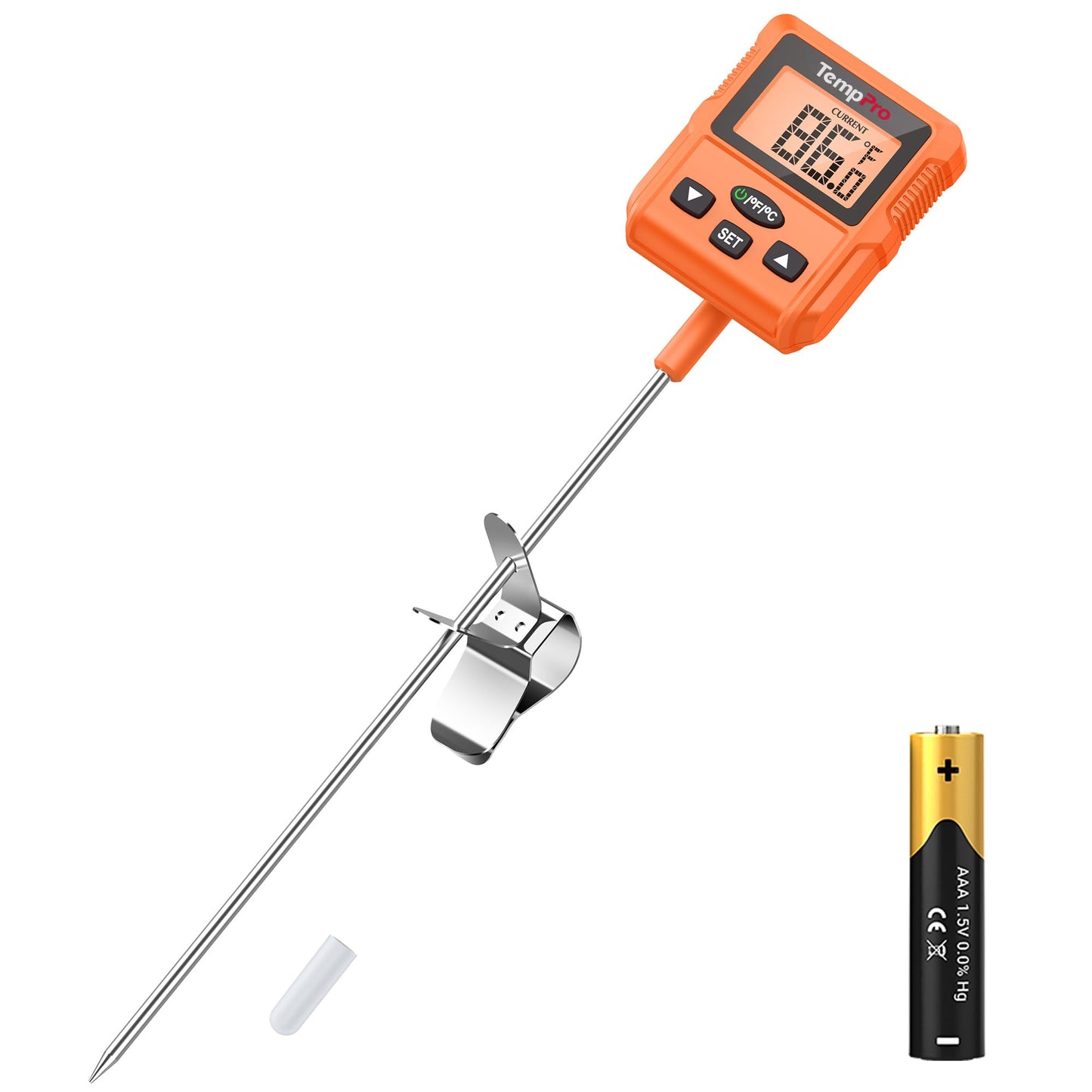 TempPro TP511 Digital Candy Thermometer with Pot Clip, Programmable Instant Read Food Meat Thermometer with 10'' Long Probe for Baking Grilling Candle Oil Deep Fry Thermometer(Previously ThermoPro)