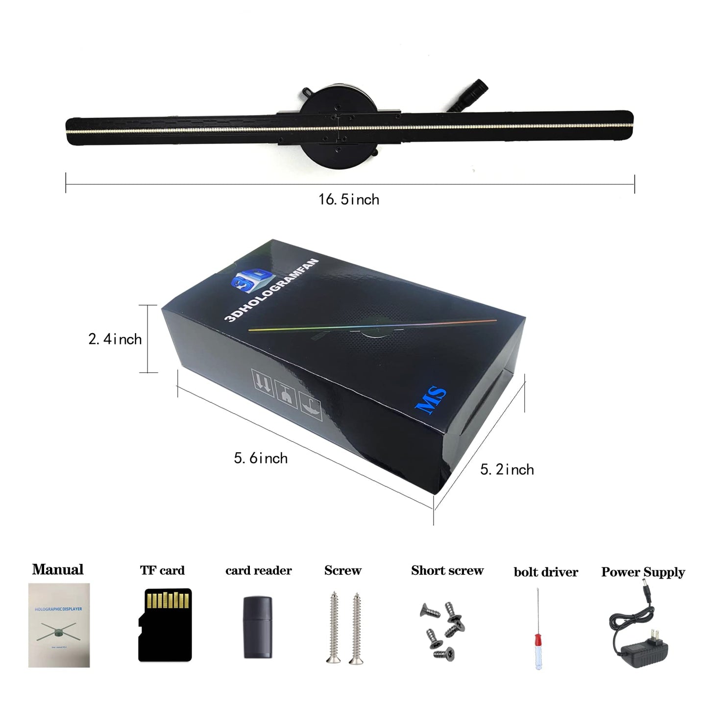 WANTHER 3D Hologram Fan,16.5-inch Holographic Fan Projector WiFi with 700 Library Video,Animated Holographic Display for Business Stores, Shops, Holidays (16.5-inch (APP+WiFi))