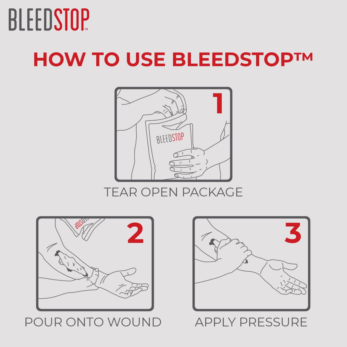 BleedStop First Aid Powder for Blood Clotting, Trauma Kit, Blood Thinner Patients, Camping Safety, and Survival Equipment for Moderate to Severe Bleeding Wounds or Nosebleeds (Double 4 Pack 15g)