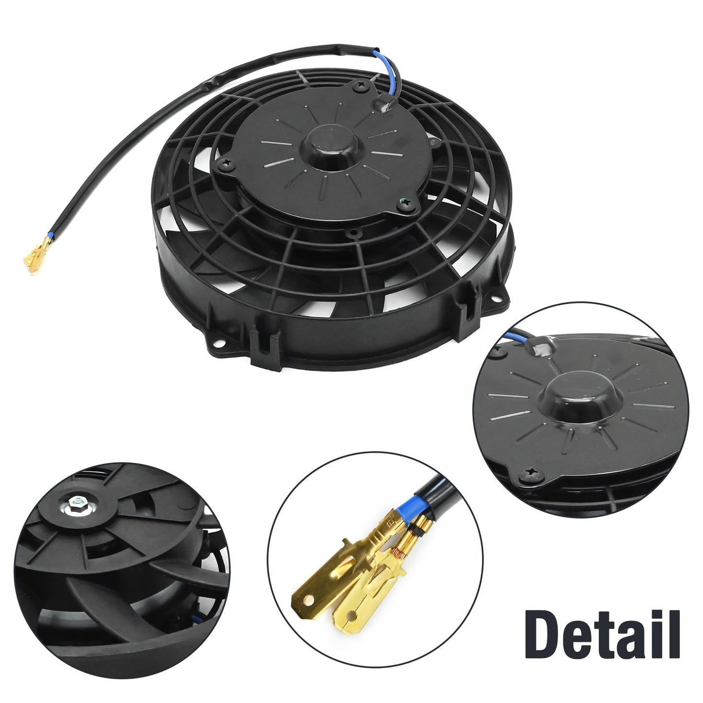 Hoypeyfiy 7 Inches Electric Radiator Cooling Fan Assembly Kit, Slim Fan Push Pull Black Curved Blades, Nylon Radiator Cooling Fan with 12V 80W Motor for Vehicles and Engines
