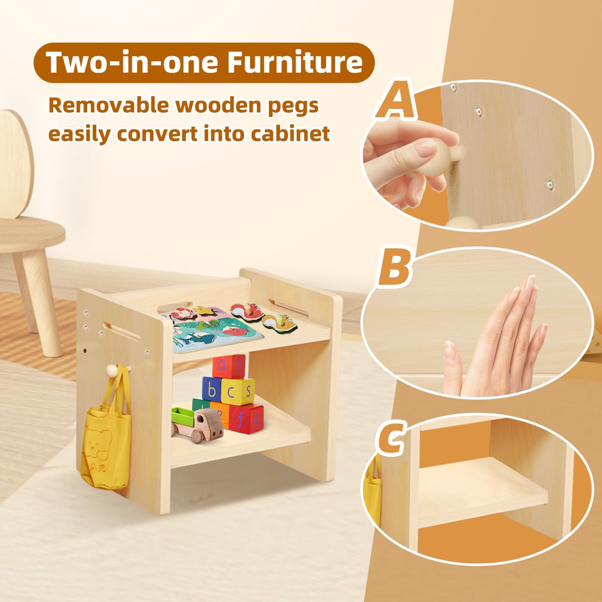 Old Canal Montessori Weaning Table and Chair Set, Adjustable Kids Table and Chair Set, Easy to Wipe Children Activity Table for for Eating, Reading & Playing, Montessori Kids Furniture for Home