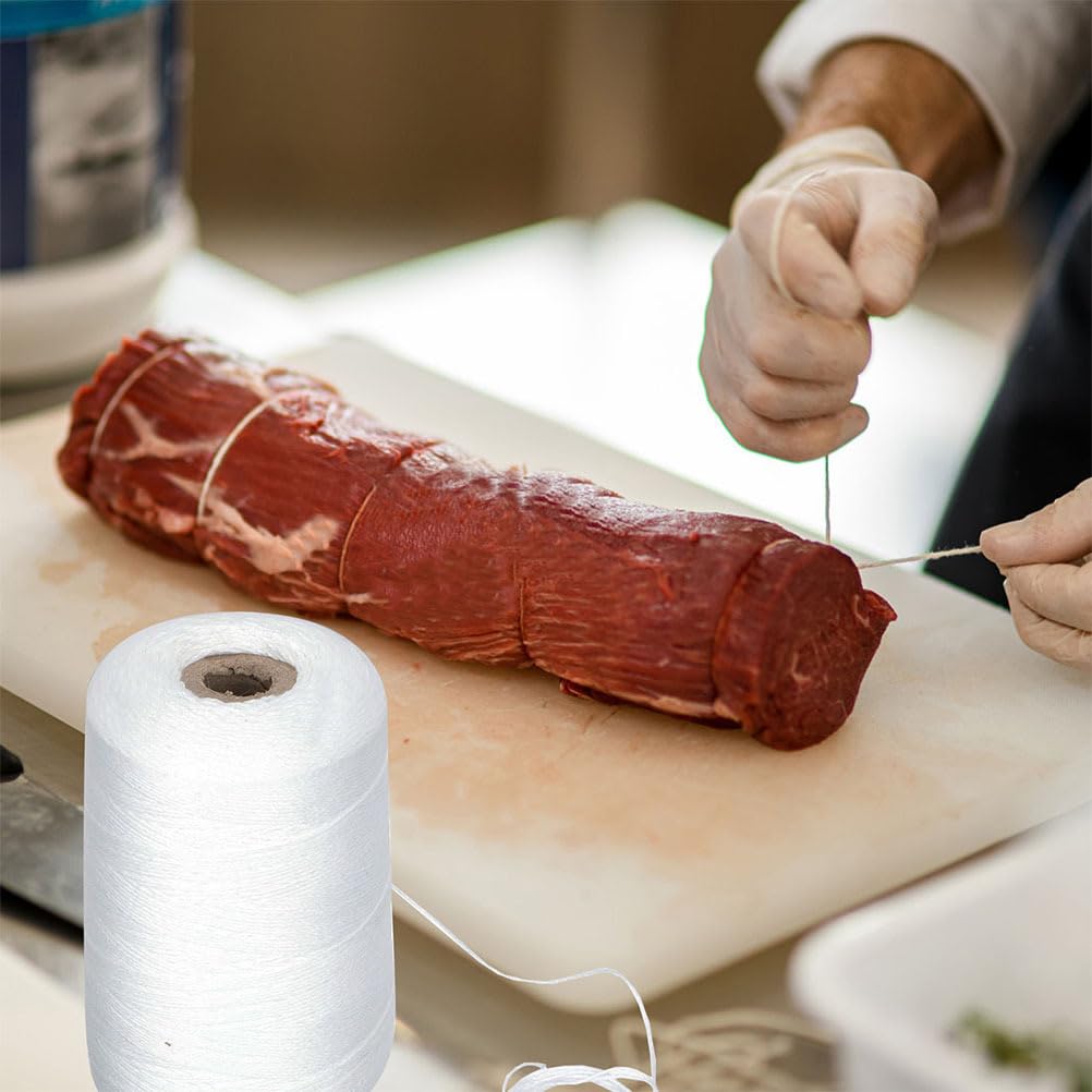 HOMSFOU Cotton Thread Sausage Packaging Rope 0.8mm Food-Grade Cooking Twine 4200m Kitchen Meat Butcher String for Home Cooking