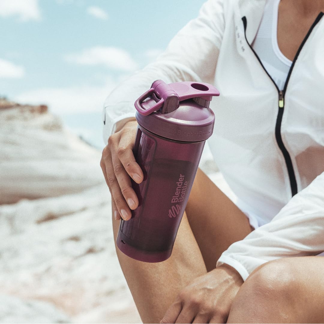 BlenderBottle Classic V2 Shaker Bottle Perfect for Protein Shakes and Pre Workout, 20-Ounce (3-Pack) Red, Green, and Plum