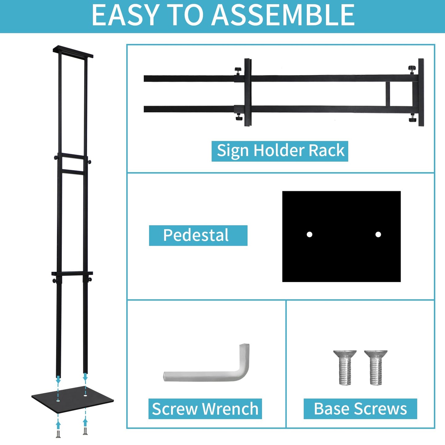 JR-MOV Poster Stand Heavy Duty - 1 Pack Adjustable Poster Board Stand Double-Sided Pedestal Sign Stand Floor Standing Sign Holder Height Up to 80 Inch for Display Banner Foam Poster Holder Stands