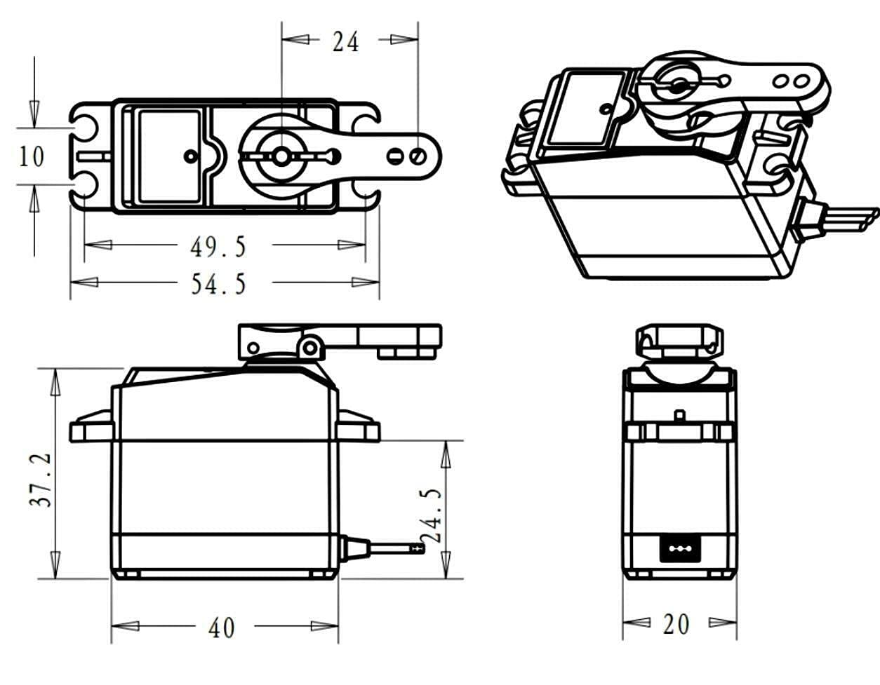 ANNIMOS 35KG Coreless Digital Servo Motor HV 7.4V Stainless Steel Gear High Torque Waterproof Standard Baja Servos for Robotic DIY RC Cars - 270 Degrees