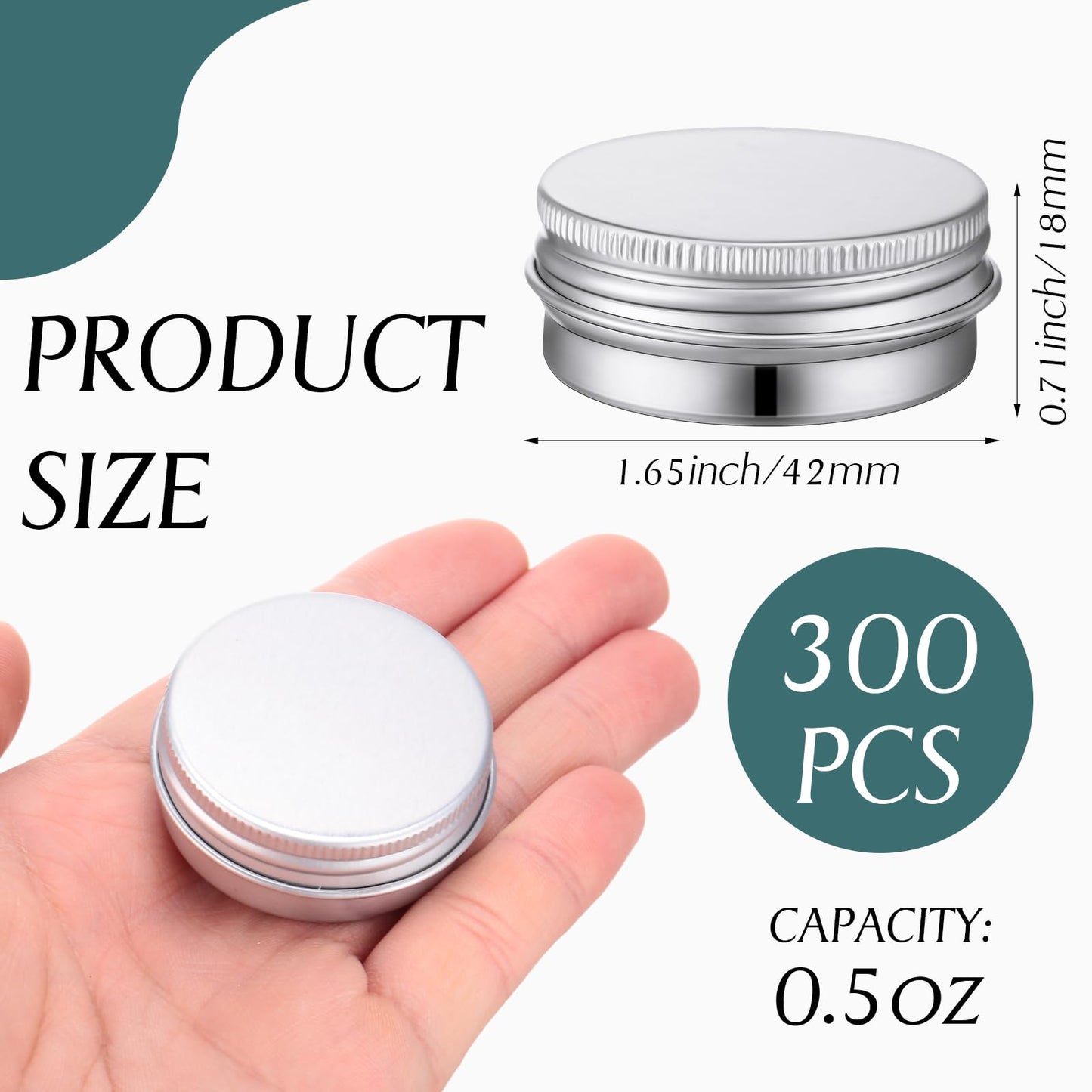 300 Pcs 0.5 oz Salve Tins with Lids Bulk Lip Balm Containers Round Metal Containers with Screw Top Lids Aluminum Silver Tin Cans for DIY Salve Candle