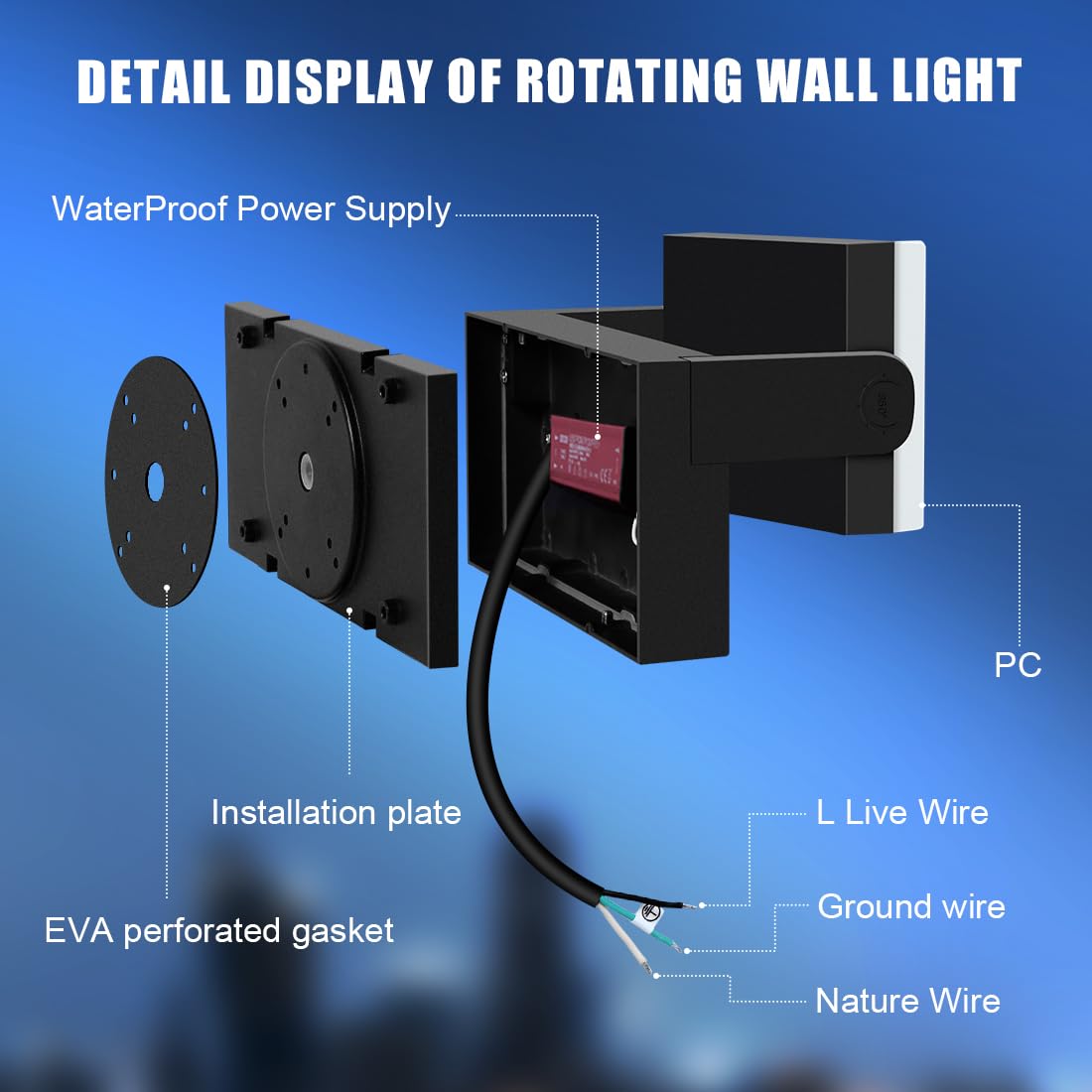 Juyace 60W LED Flood Lights Outdoor Wall Pack Light Exterior Lighting Fixtures for House 360° Rotational 6000lm 5000K IP65 Waterproof Modern Security Floodlights for Above Garage