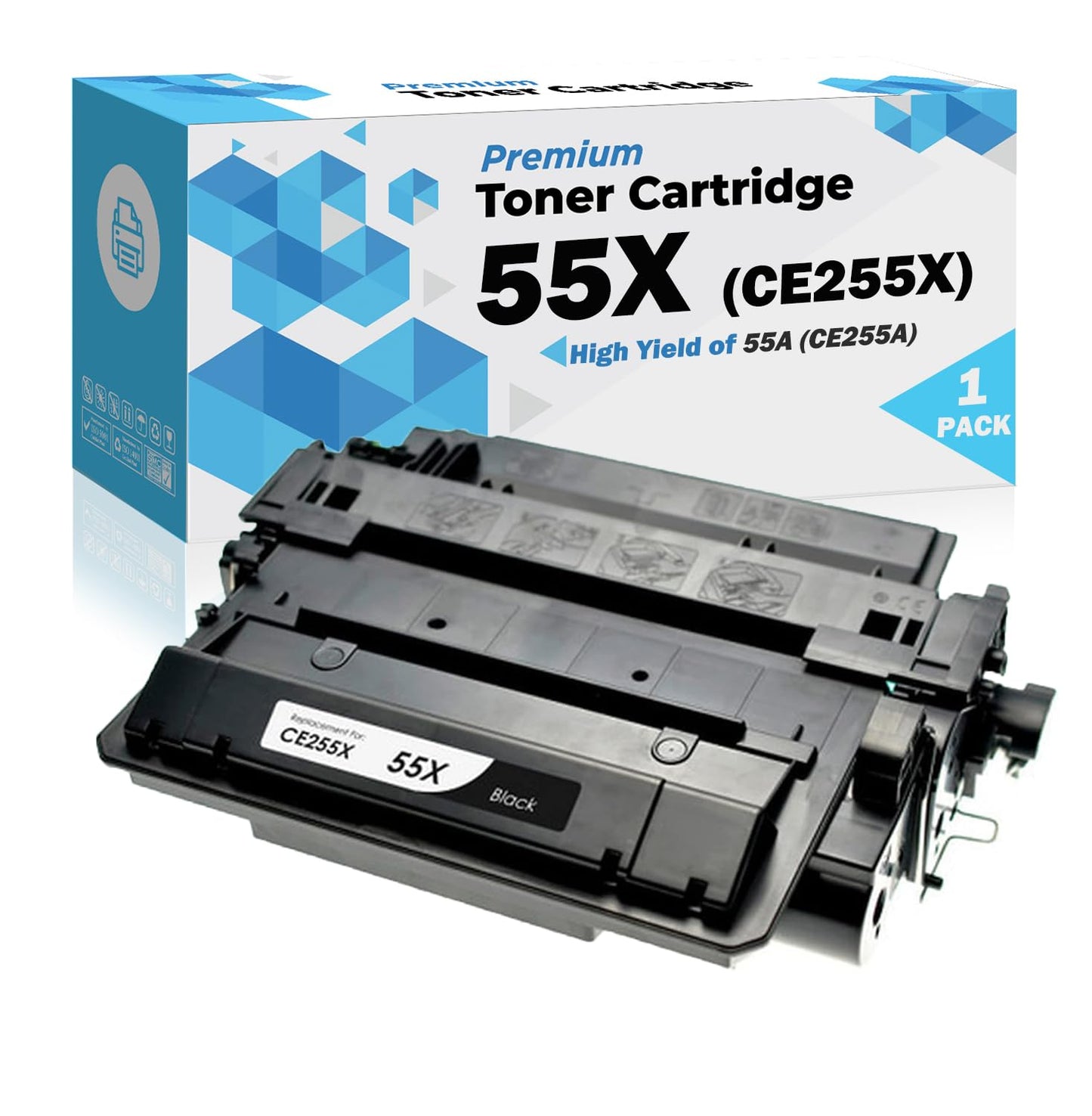 Ultra Toner® 55X CE255X Compatible Replacement for HP 55X CE255X Toner Cartridge High Yield of 55A CE255A - LaserJet Enterprise P3015n P3015dn P3015d P3015x P3010 MFP M525dn M525f M521dn M521dw (1PK)