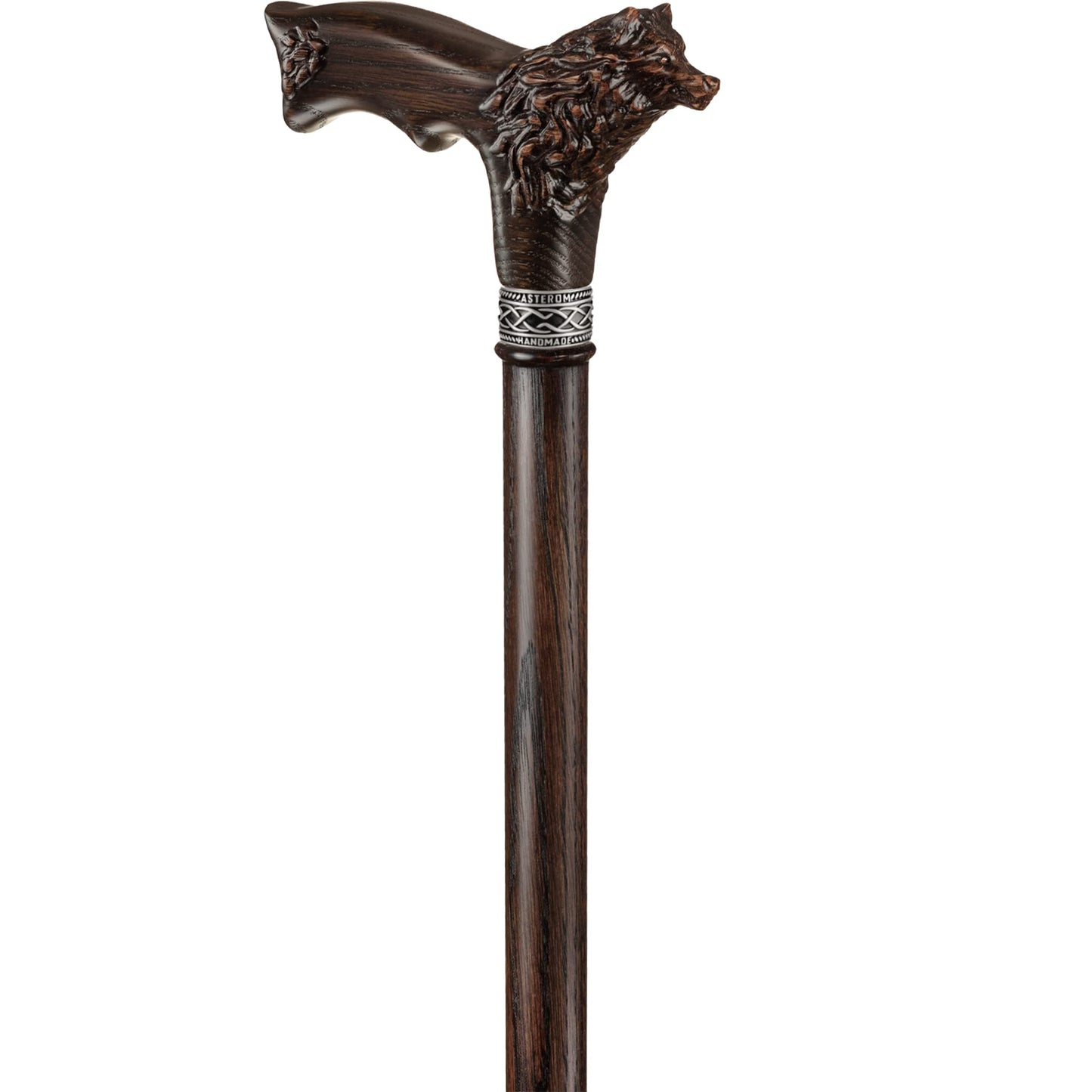 Cool Carved Walking Cane for Men and Women - Wolf Fenrir - Stylish Men's Wood Cane - Unique Walking Stick