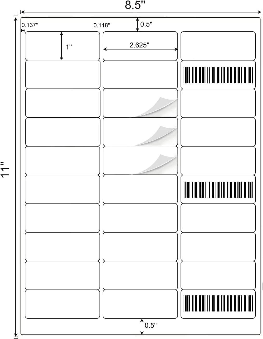 BESTIKER 1”x 2-5/8” Address Labels 30 per Sheet, FBA Barcode Labels Mailing Labels for Inkjet Laser Printers, 15000 Labels Sticker Paper Printable White Template 5160 8160 (500 Sheets)