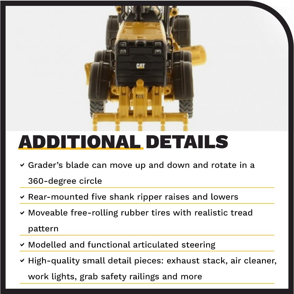 Caterpillar 85520 Diecast Model Motor Grader, 1:87 Yellow