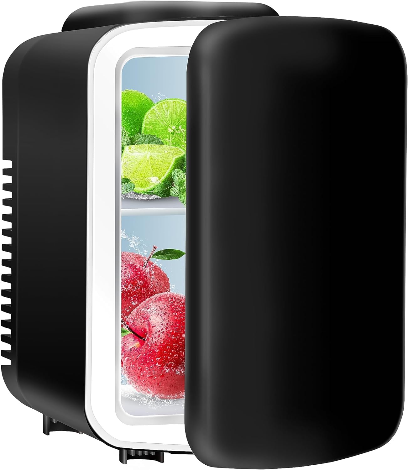 Simple Deluxe Mini Fridge, 4L/6 Can Portable Cooler & Warmer Freon-Free Small Refrigerator, Provide Compact Storage for Skincare, Beverage, Food, Cosmetics, for Bedroom, Office, Dorm, Black