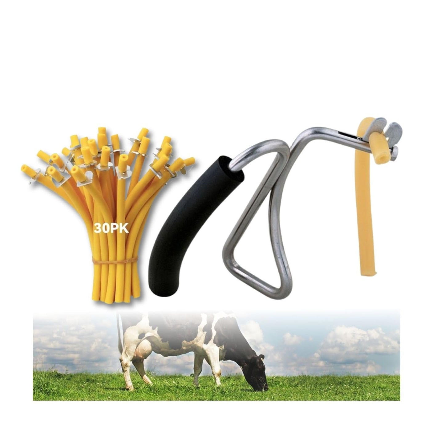 Zikimed Bloodless Castration Bands Only (25 pk) - Elastic Bands 127 mm x 8 mm - Black Rubber - 1 oz