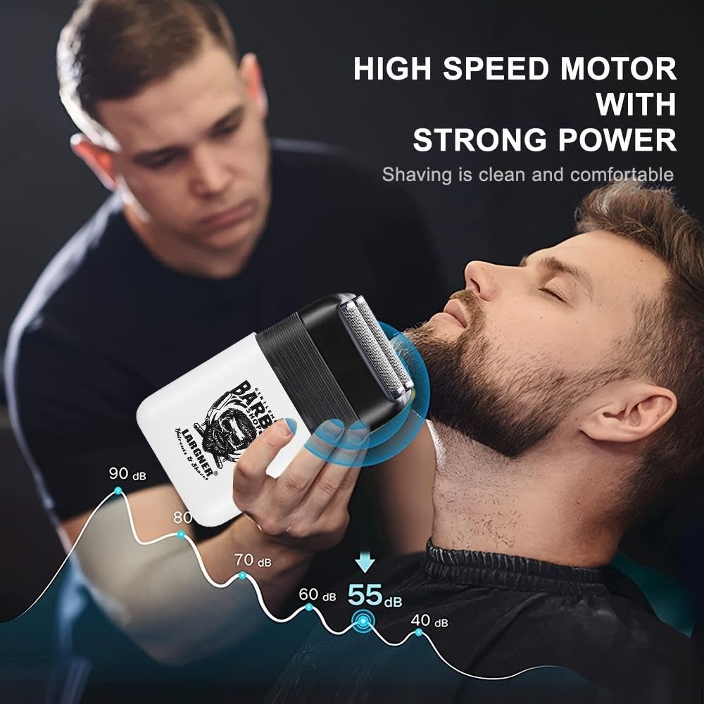 Professional Barber Shaver Set, Hair Clippers for Men, Cordless Beard Trimmer & Electric Razor Shavers for Men, Rechargeable Set Barber Hair Cutting Kit Men's Grooming Kit (White Set 2)