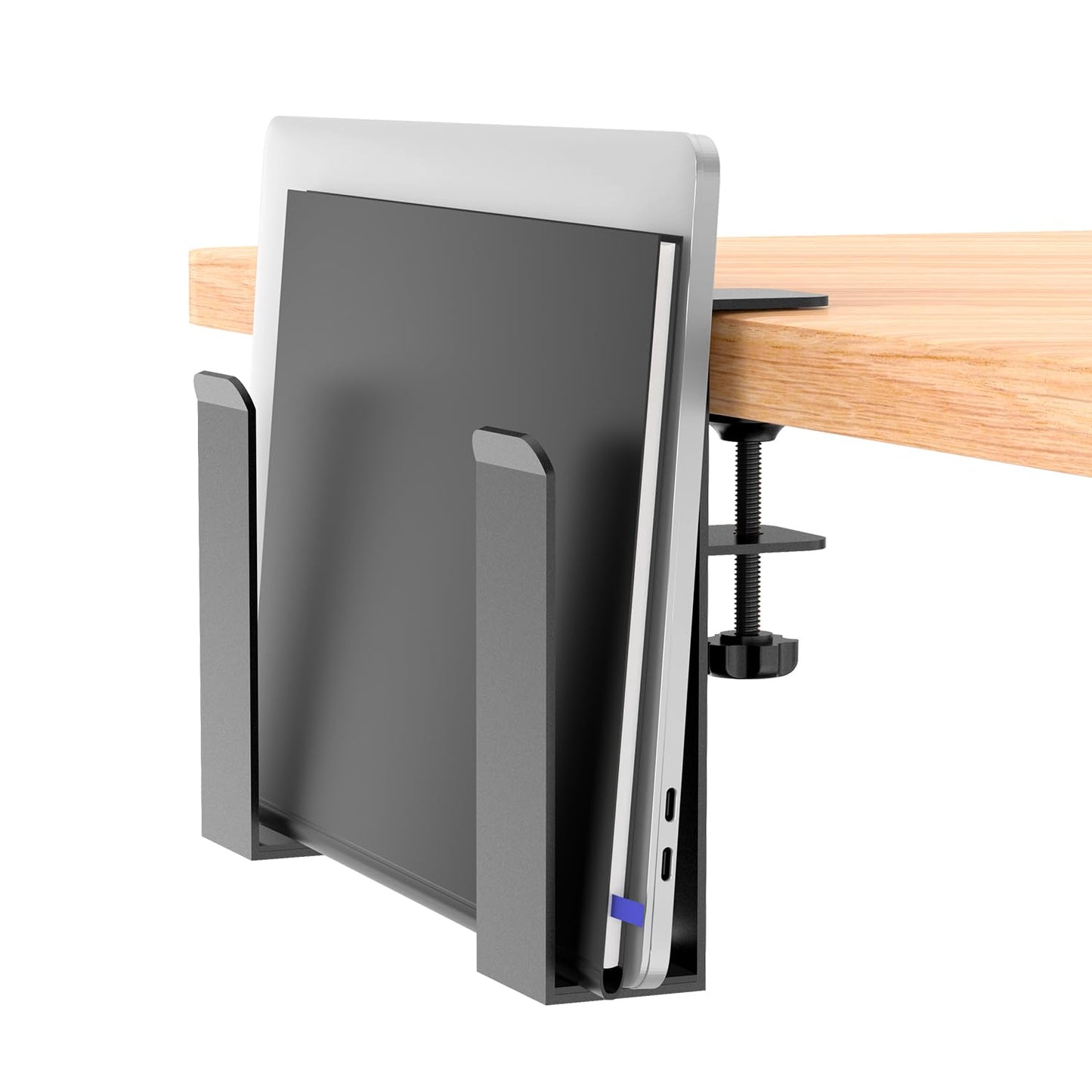 WYYHAA Adjustable Desk Side Laptop Mount, Metal Hanging Notebooks Desk Holder Punch-Free Clamp on for MacBook Pro, Documents with Anti-Scratch Silicone
