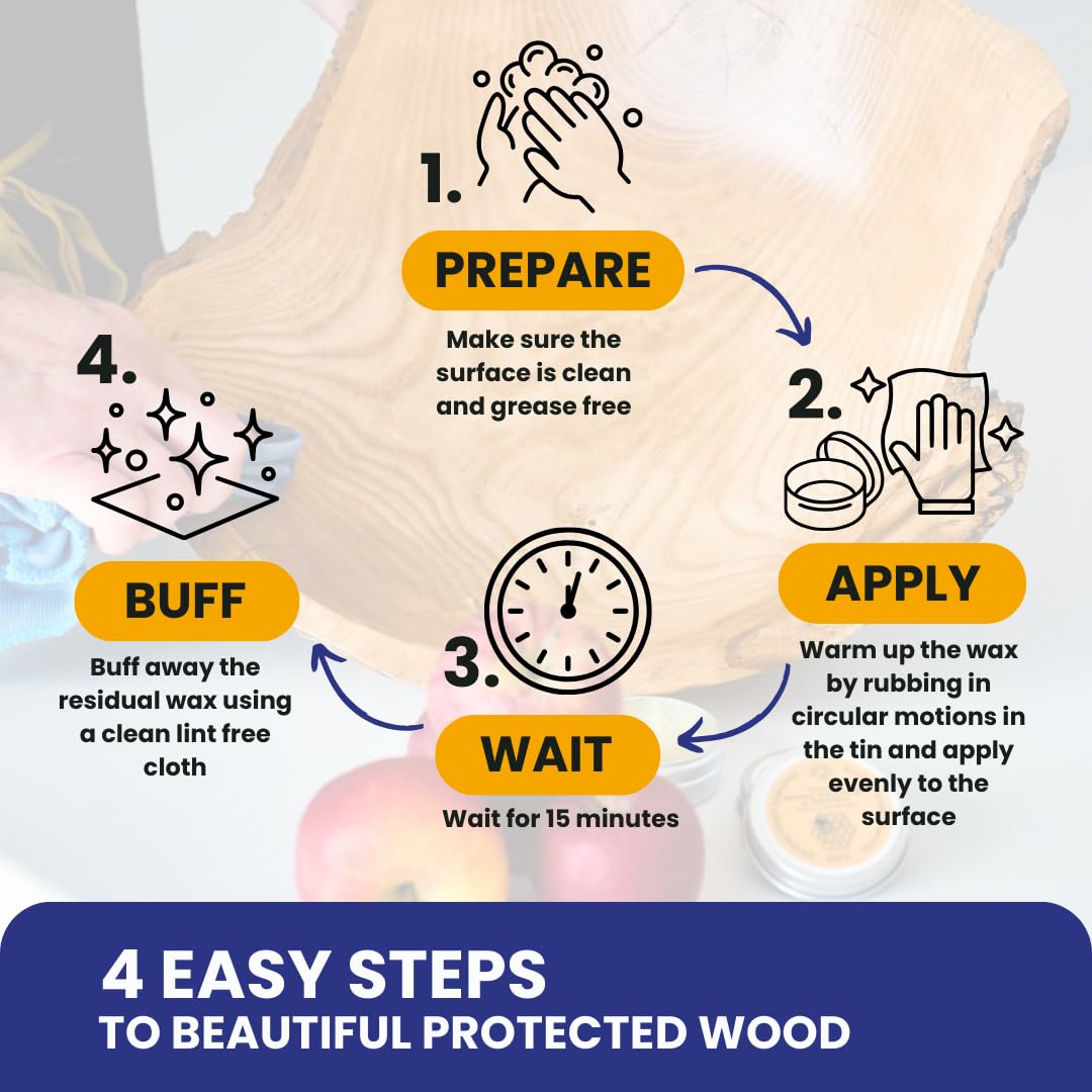 Beeswax Furniture Polish & Conditioner for Wood Enhances the Natural Beauty of Oak Pine Beech & More Seals & Protects for a Perfect Finish Wood Bees Wax Polish to Protect & Enhance any Wooden Surface