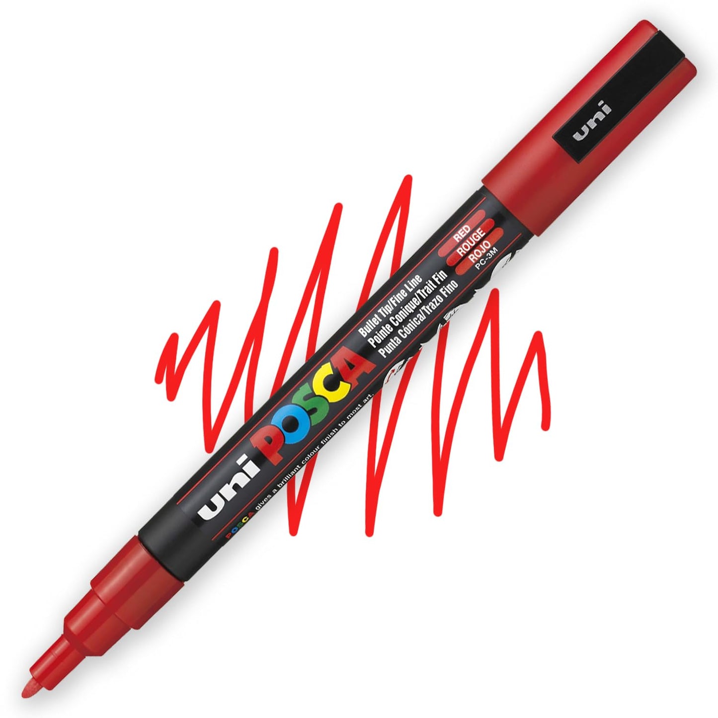 Posca PC-3M Water Based Permanent Marker Paint Art Pen - Professional 12 Pen Set - Extra Black + White