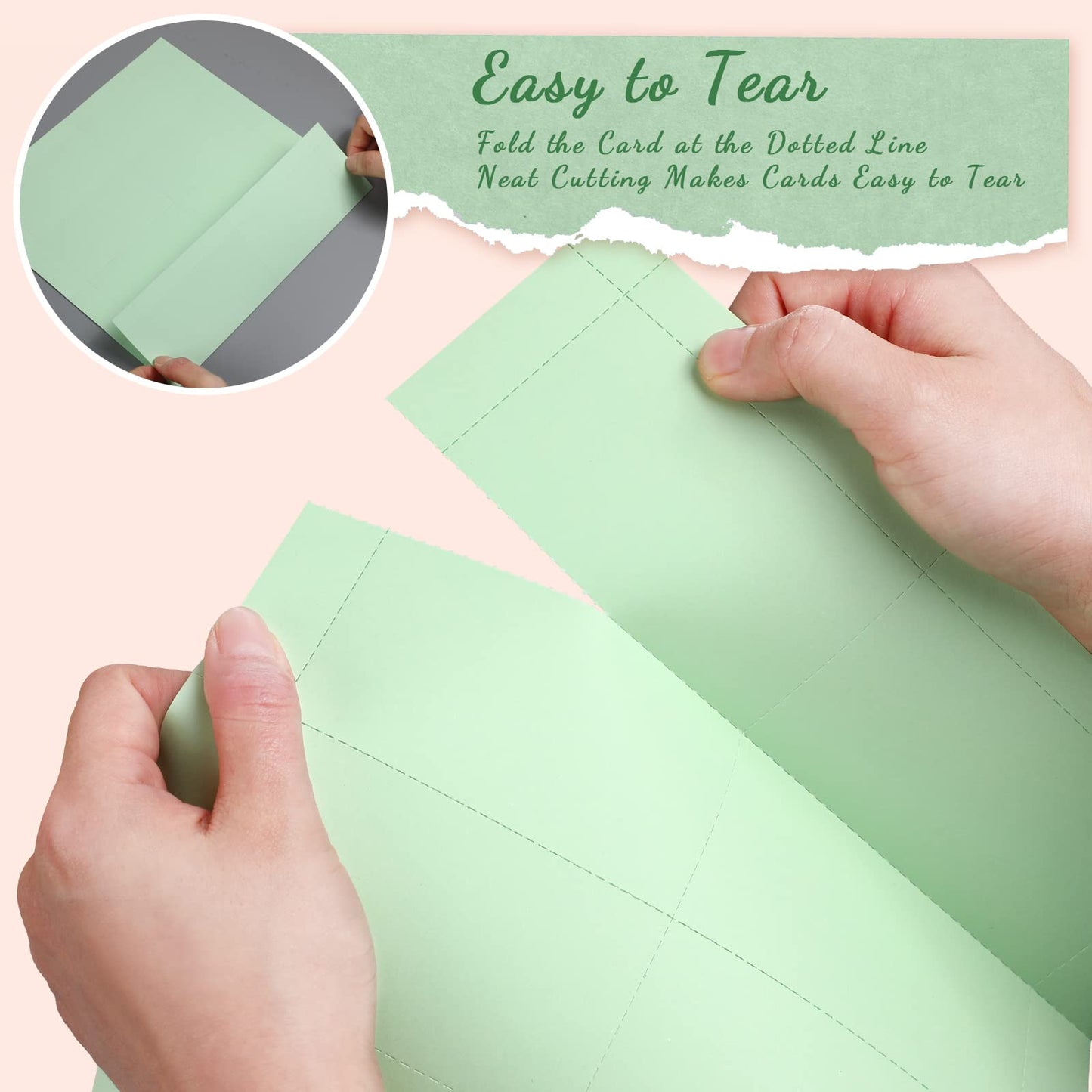 Fainne 2000 Pieces Blank Printable Business Cards Mini Note Index Perforated Card Stock Compatible with Laser and Inkjet Printer Double Sided Printing Paper 10 Cards/Sheet (Light Green)