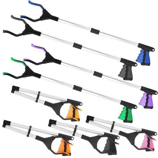 8 Pack Grabber Reacher Tool for Elderly, 32 Inch Foldable Pick up Stick Grabber Lightweight Reaching Tool Long Handy Mobility Aids for Trash Pick Up, Litter Picker, Arm Extension, 5 Color