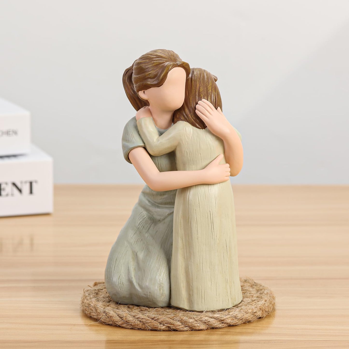 Hensonever Mother and Son Figurine Sculpture, The Greatest Bond Mom and Child Statue, Sculpted Hand-Painted Figure Love My Son Gift for Mother’s Day Anniversary Birthday
