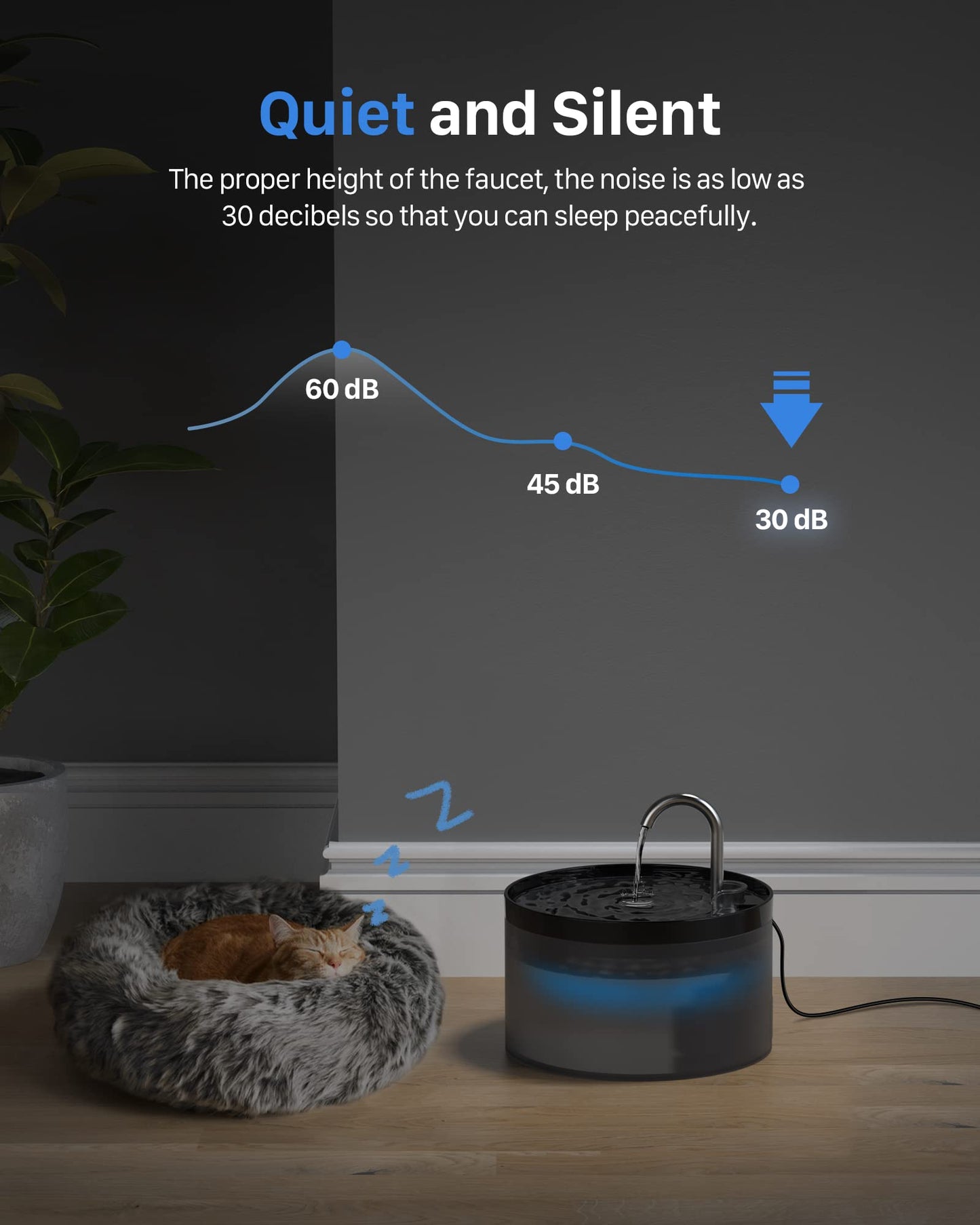 Cat Water Fountain: Super Silent Cat Fountain - GIOTOHUN 64oz Water Fountain Indoor Cat - Black Pet Water Fountain Suitable for Multiple Pets - Dog Water Fountain - Includes 6 Filters + 3 Foam Filters