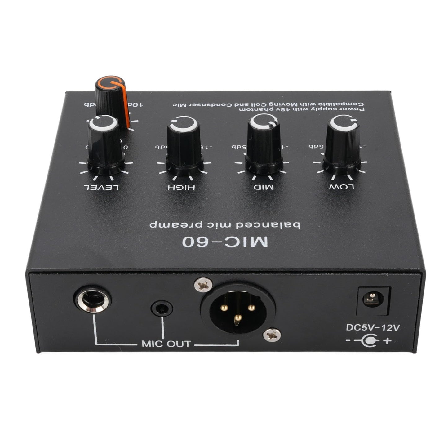 Glomora Microphone Preamp Mic Gain Booster 48V Power Supply Mic Pre Amp for Dynamic Condenser XLR 3.5mm 6.35mm Inputs Outputs (With XLR Cable)