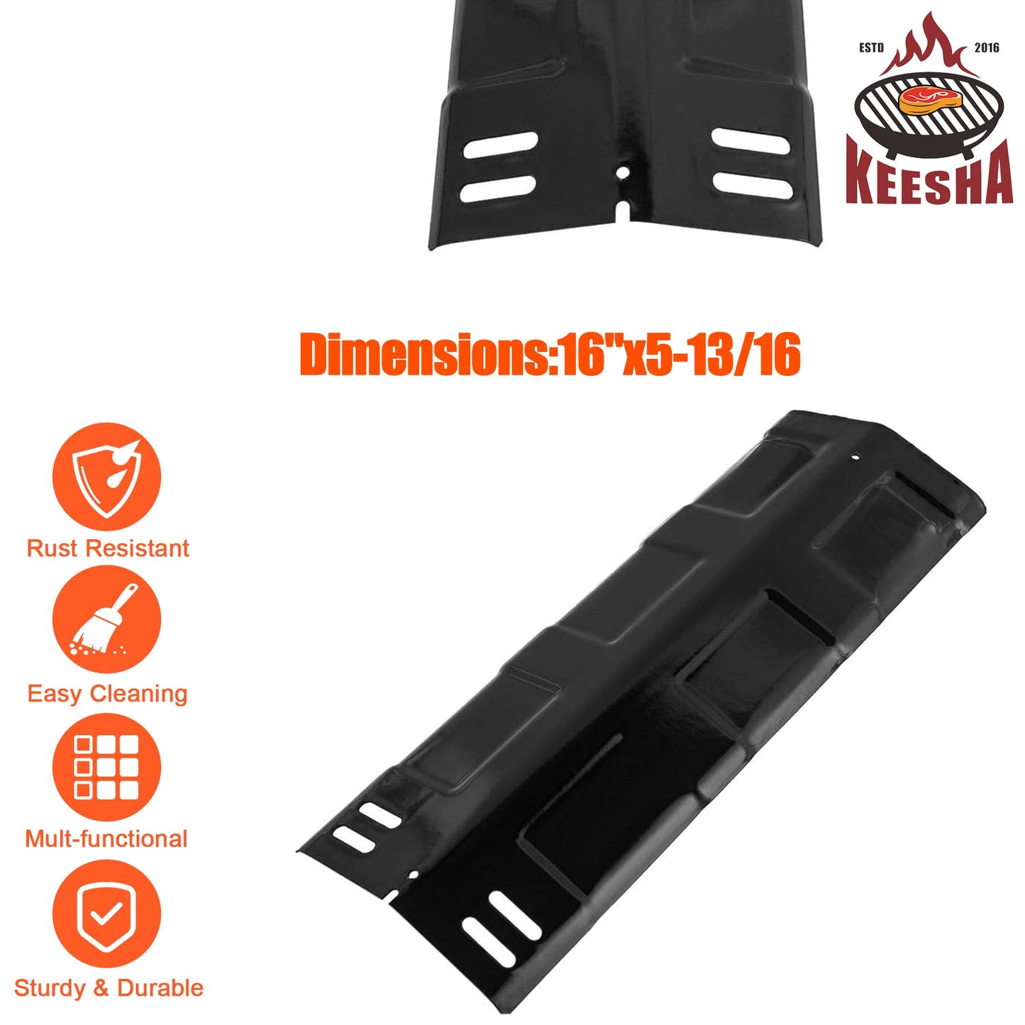 KEESHA Porcelain Steel Heat Plates Replacement Parts for Coleman G52201, G52202, G52203, G35304, G35304N, G35305, G35306, BBQ 16" Heat Shields, 3-Pack