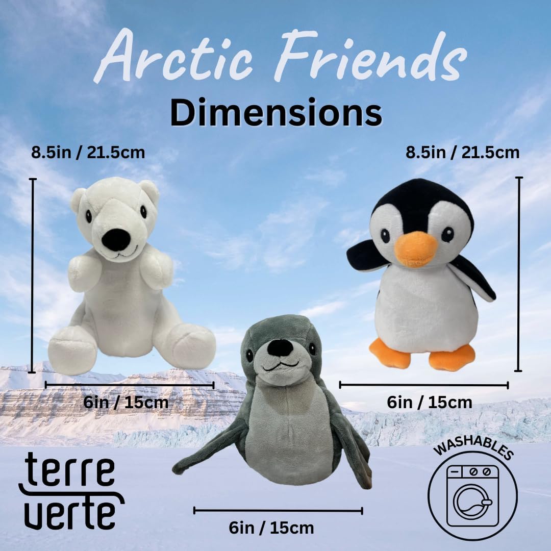 Terre Verte Arctic Friends Dog Plush Toys, Soft, Washable & Durable, Interactive Squeaky Toys, Perfect for Small, Medium, & Large Breeds, Ensuring Endless Entertainment, 3 Pack Cute Dog Plushies