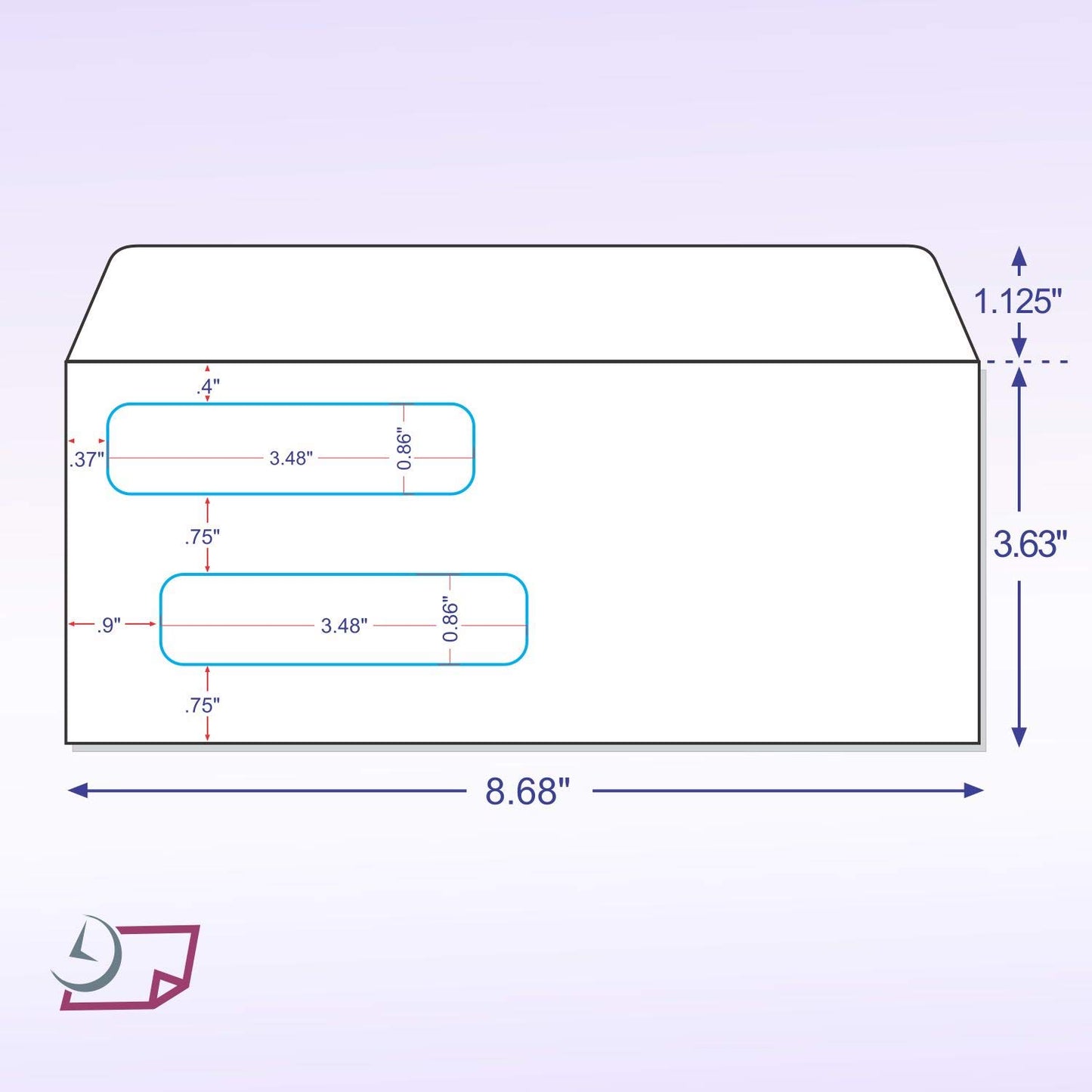 NextDayLabels #8 Double Window Check Envelopes - 100 Pack Ready-Seal Business Envelopes with Security Tint - Self-Sealing Envelopes with Window for Laser Printed Checks - Made in USA