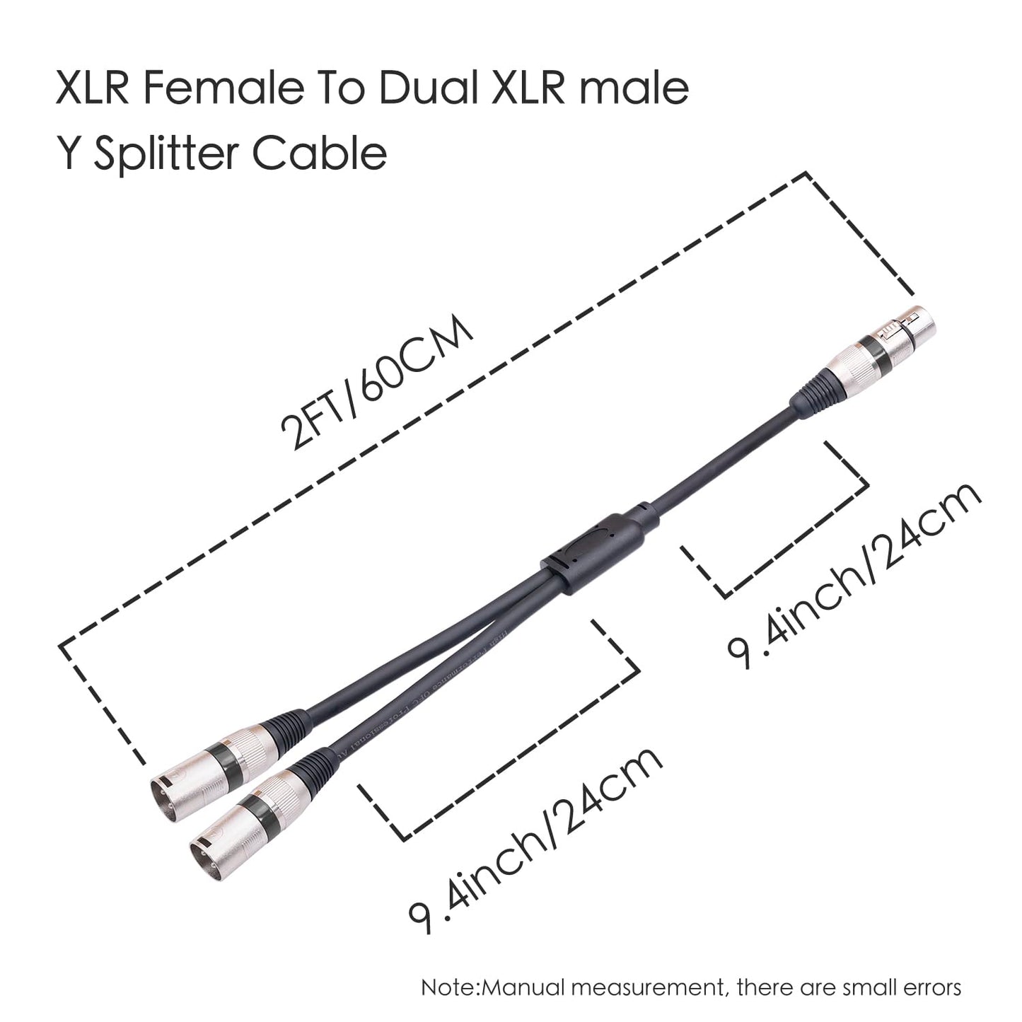 HUALEU 5Pack 5 Color 1.5FT XLR Female to Dual XLR Male Y Splitter Cable, Female XLR to 2 Male XLR Y Cable,XLR Splitter 1 Female to 2 Male for Micphone Mixer