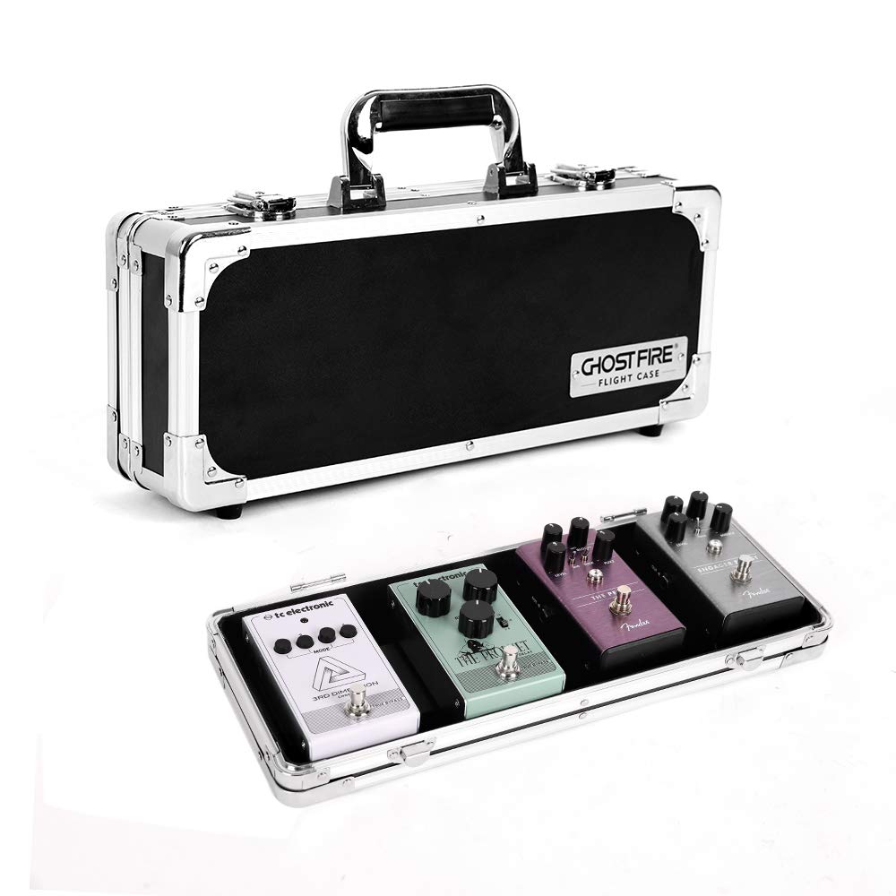 Ghost Fire Guitar Multi Effect Pedal Case 16.9x5.5x2.8in，with Pedal Mounting Tape Fastener，Sturdy Locking Aluminum ，T Series T-EC4