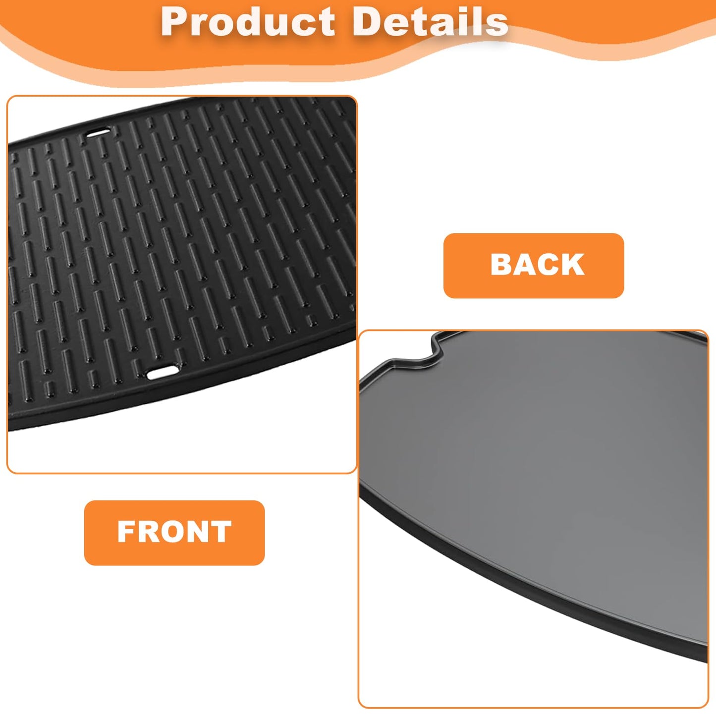 7582 Cast Iron Reversible Cooking Griddle Plate Replacement for Weber Q100 Q1200 Q1400 Q120 Q1000 Gas Grill, BBQ Accessories for Weber 50060001 51060001 52020001,1 Pack