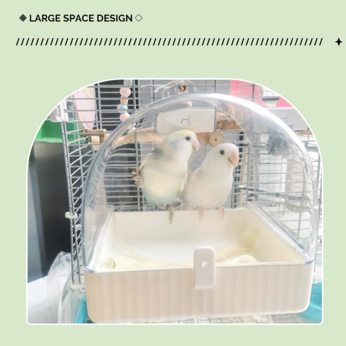 Bird Bath Cage, No-Leakage Bird Bathtub with Hanging Hooks Cage Accessory Suitable for Small to Medium Birds, Like Lovebirds, Finches, Parakeets, Canary